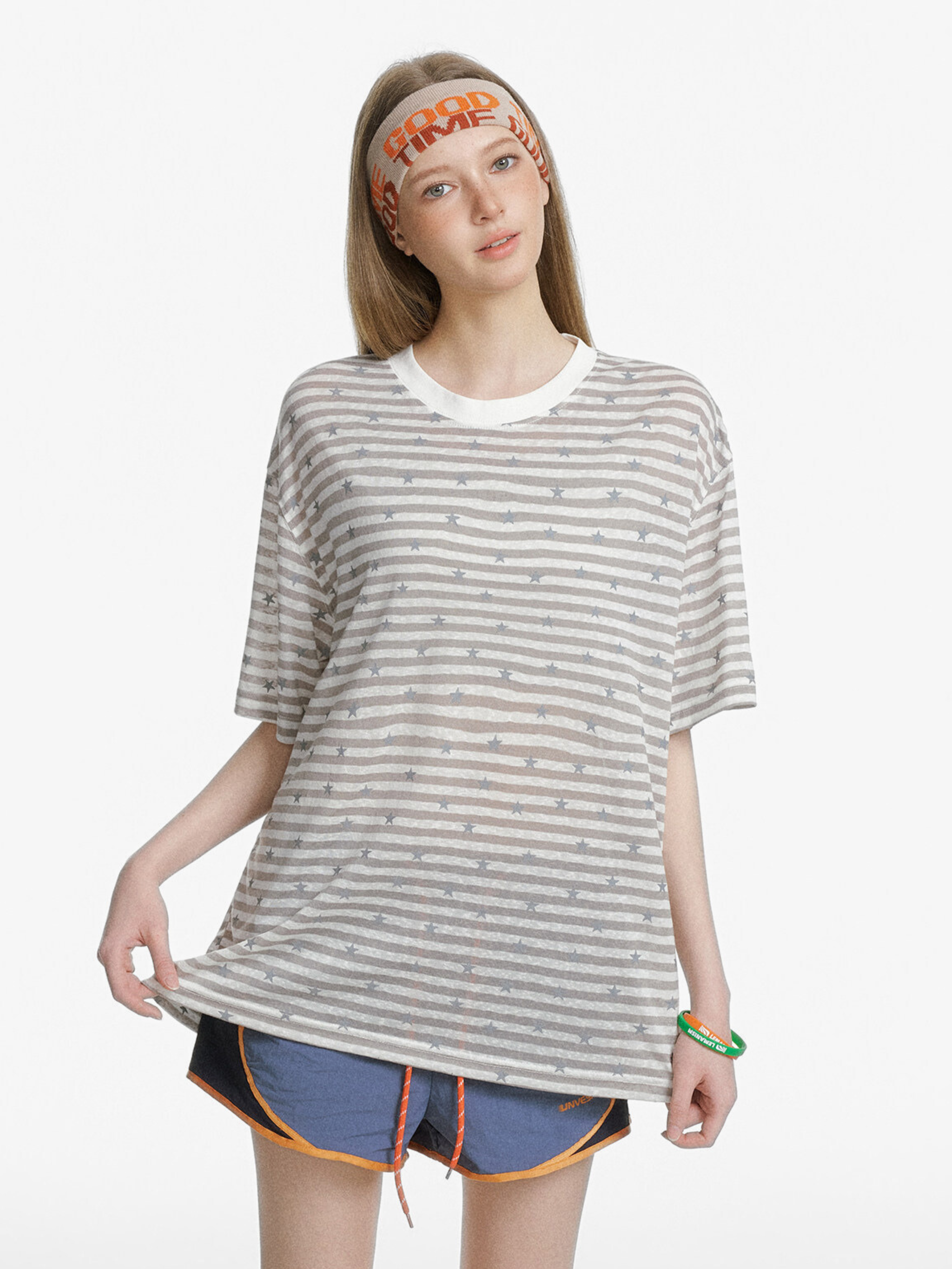 Ashdrift - Unisex Striped Star Lyocell Short Sleeve T-Shirt