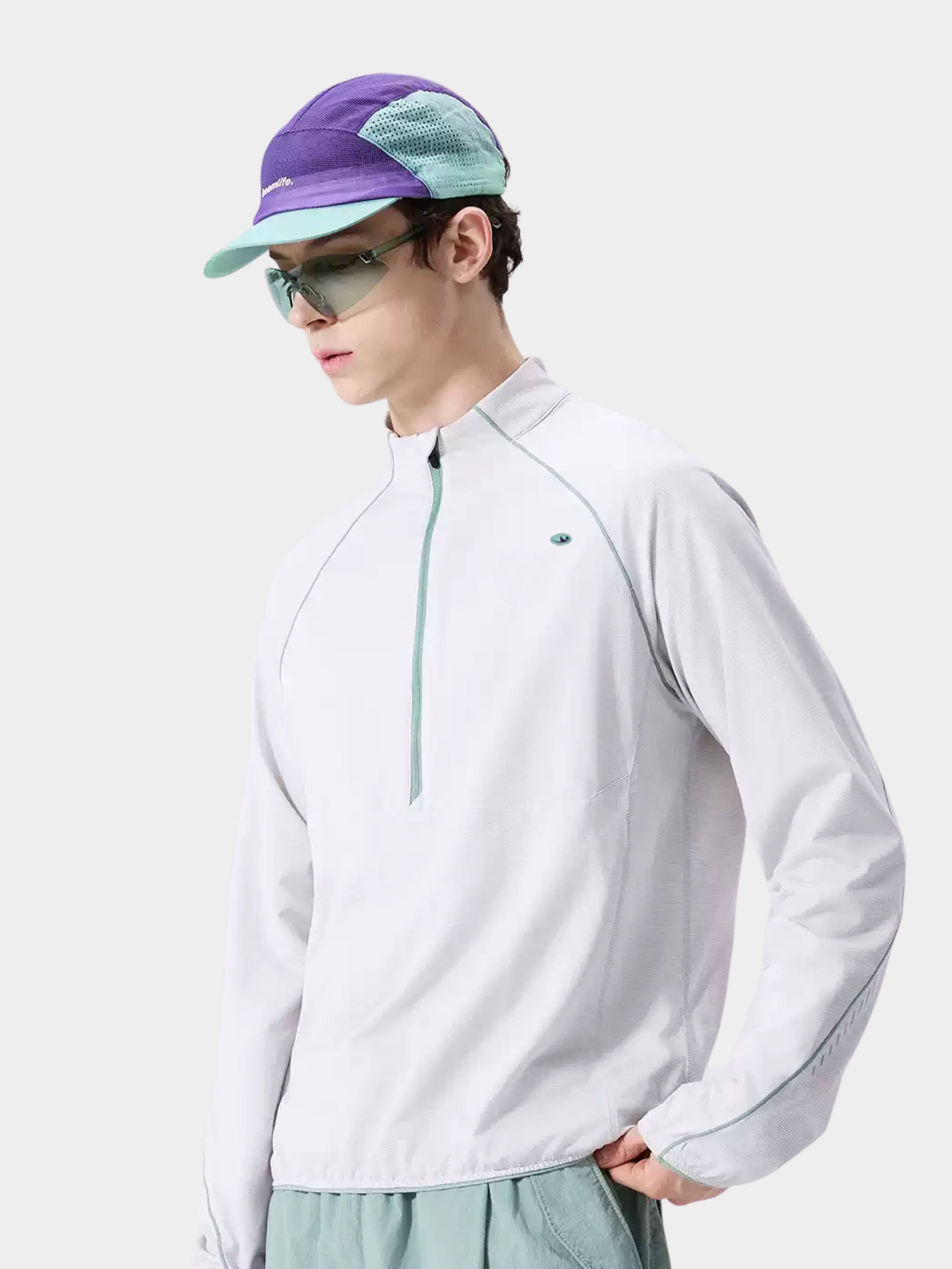 Snappy - Unisex Moisture-Wicking Quick-Dry Half-Zip Long Sleeve T-Shirt
