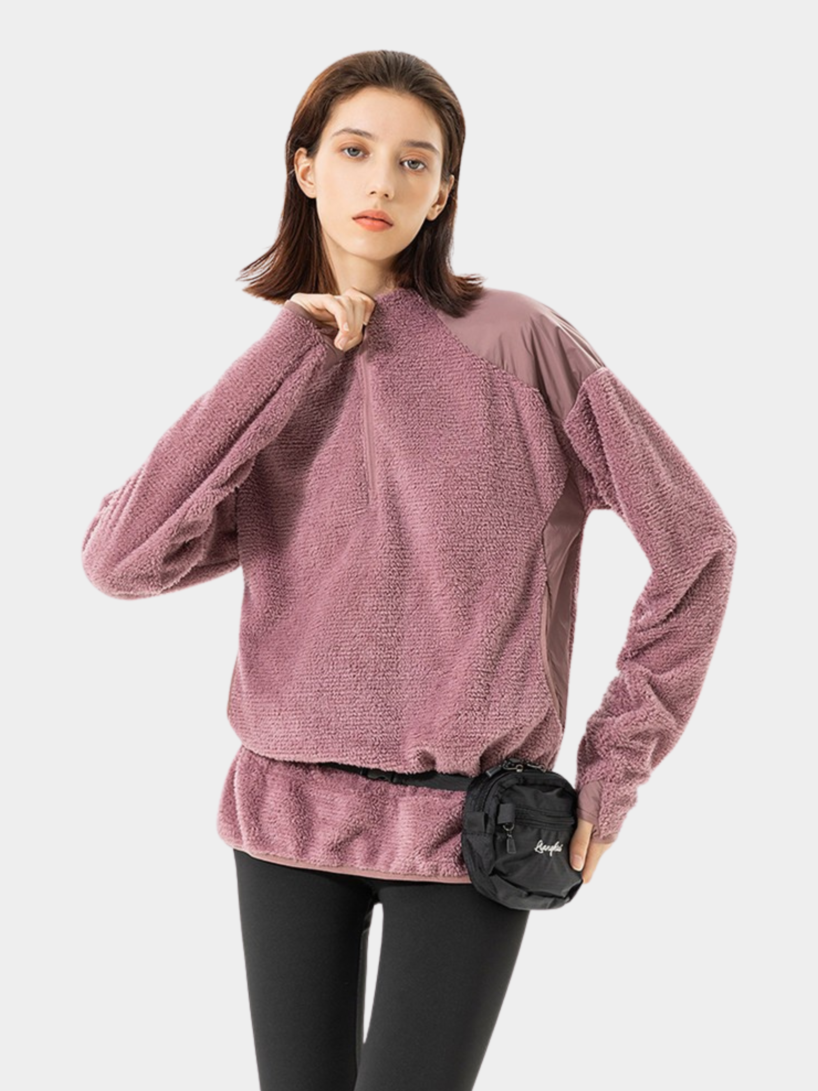 Ashtop - Unisex Thermal Fleece Half-Zip Mock Neck Sweatshirt