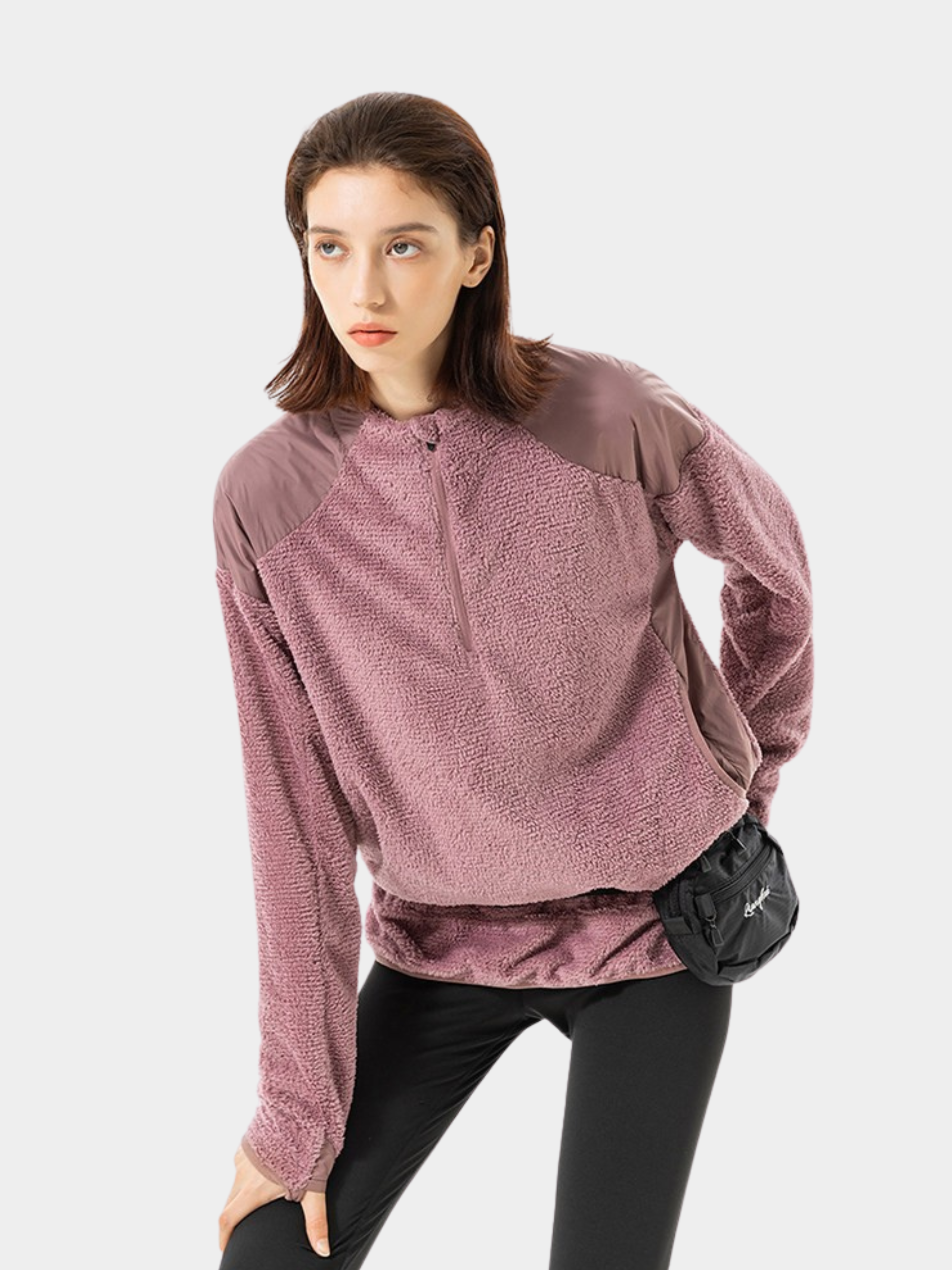 Ashtop - Unisex Thermal Fleece Half-Zip Mock Neck Sweatshirt