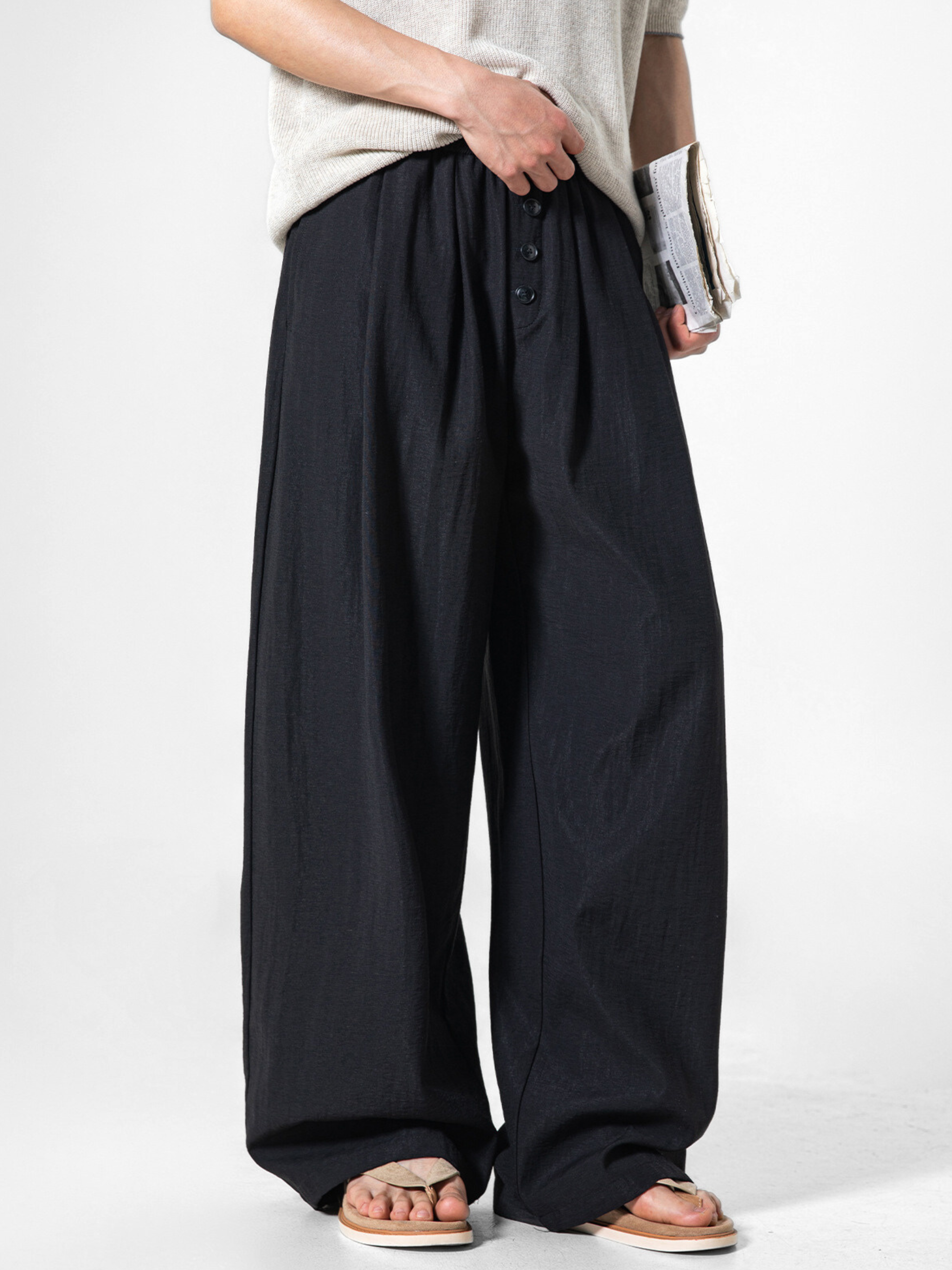Forestfall - Men's Button-Detail Relaxed Straight-Leg Pants