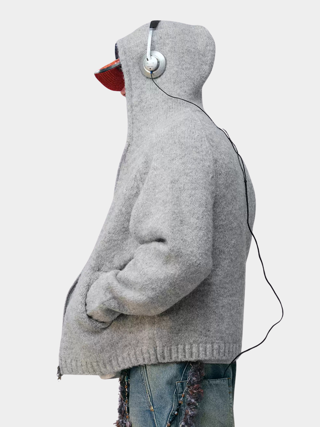 Ravensoul - Unisex Loose-Fit Zip-Up Hooded Knit Sweater