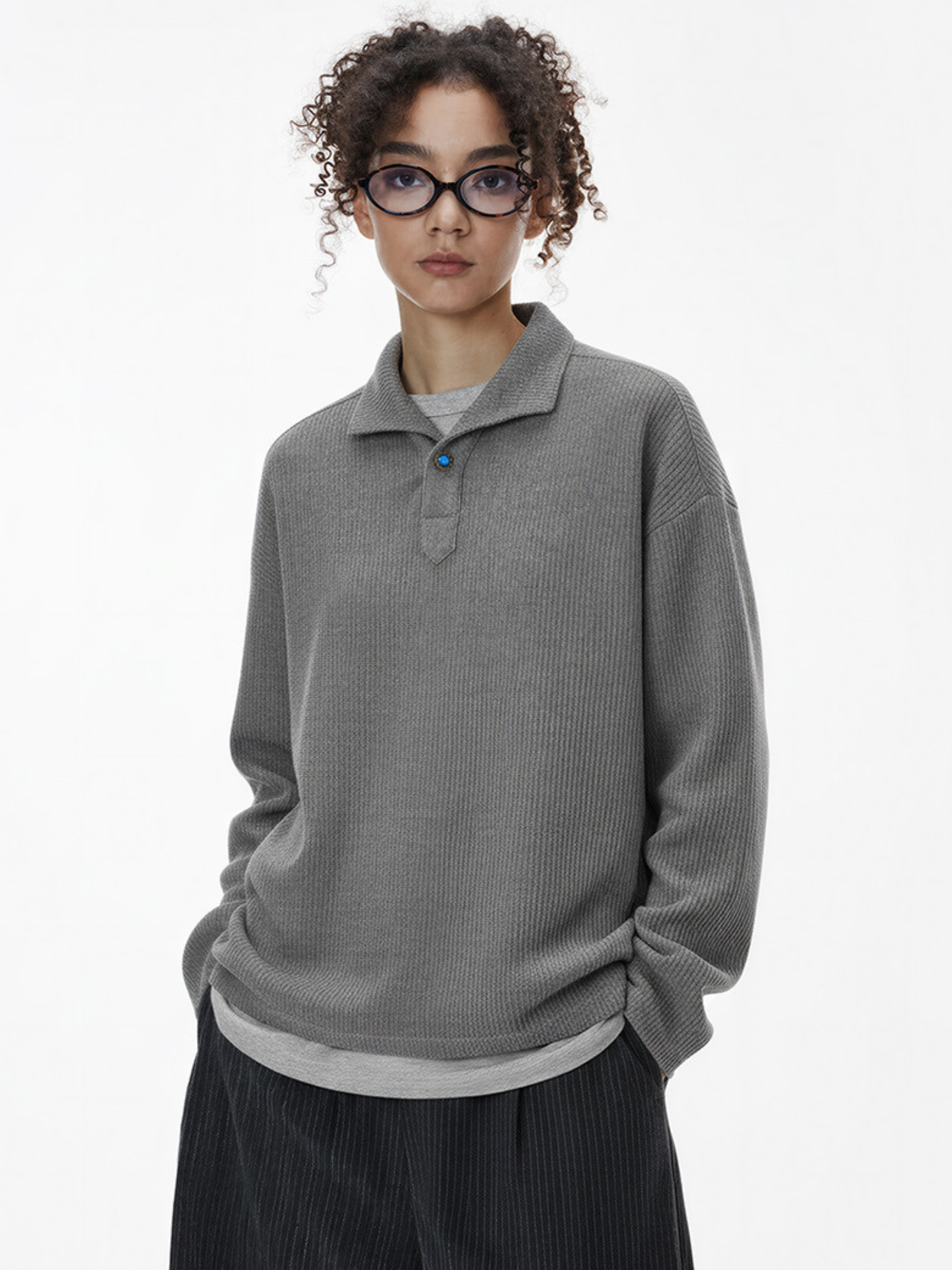 Shade - Unisex One-Piece Collar Long Sleeve Polo Shirt