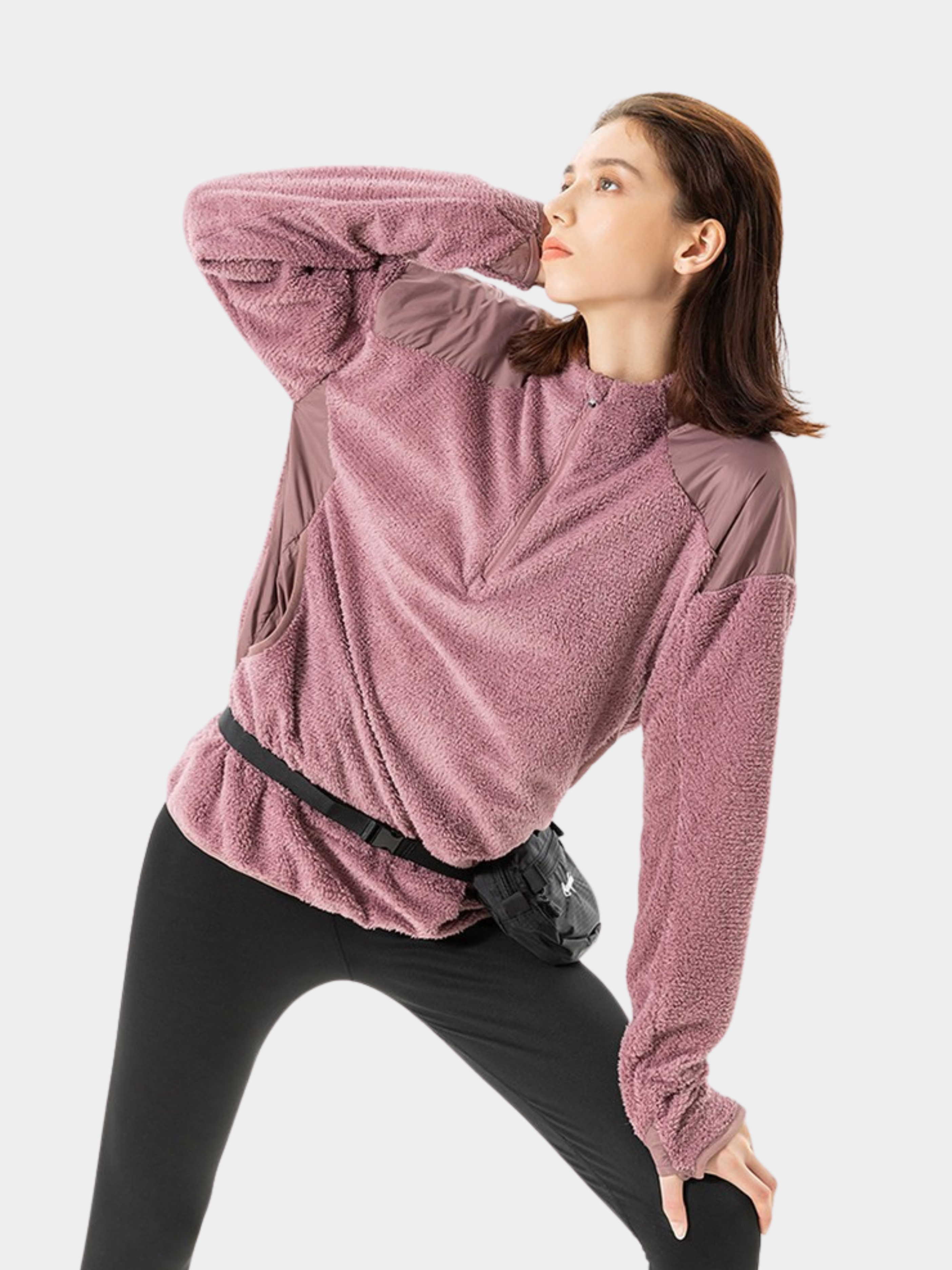Ashtop - Unisex Thermal Fleece Half-Zip Mock Neck Sweatshirt