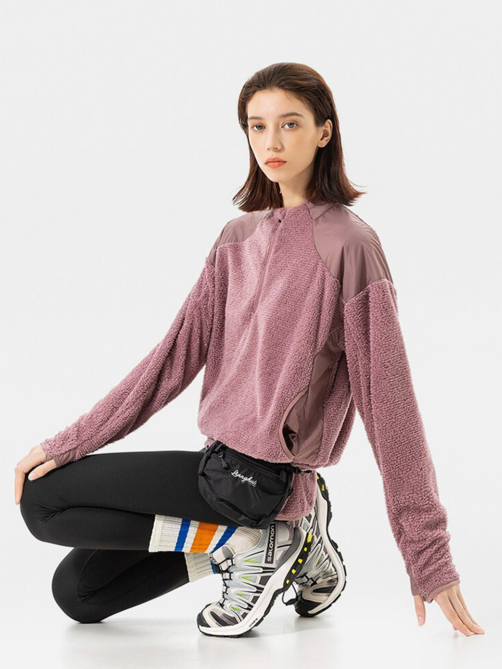 Ashtop - Unisex Thermal Fleece Half-Zip Mock Neck Sweatshirt
