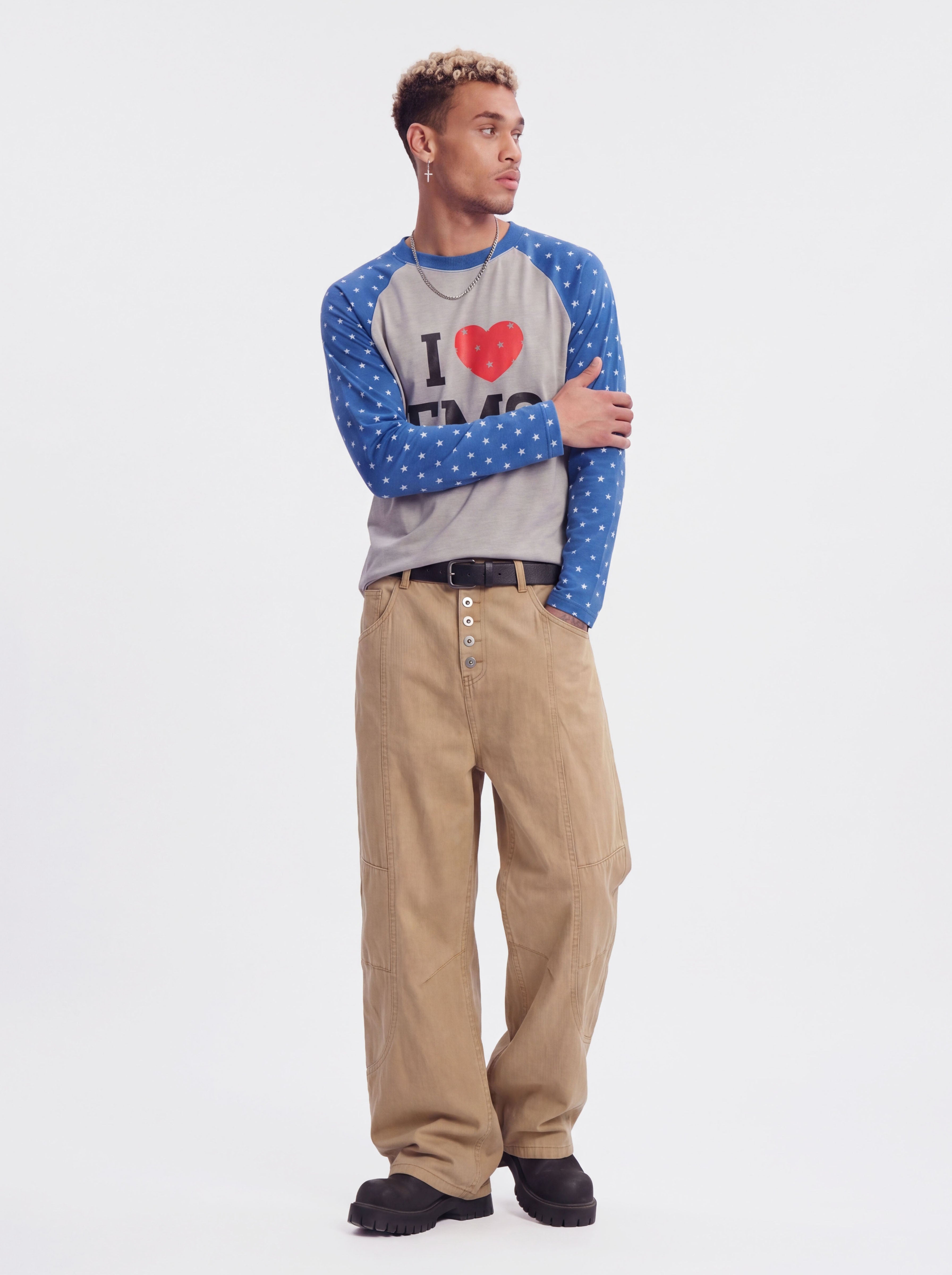 Dewpoint - Button Straight-Leg Wide Cargo Pants