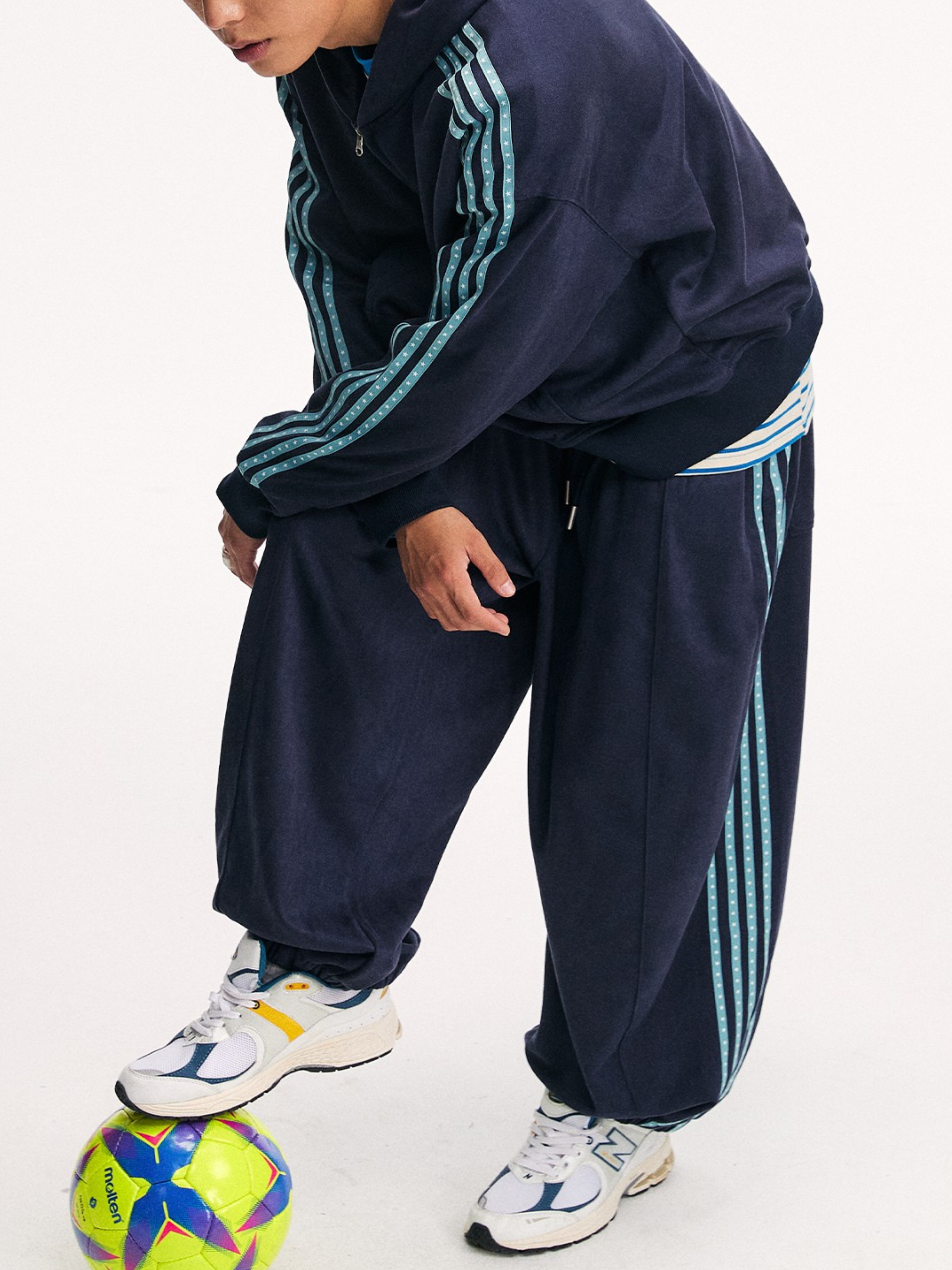 Skyflame - Faux Suede Star Webbing Jogger Pants