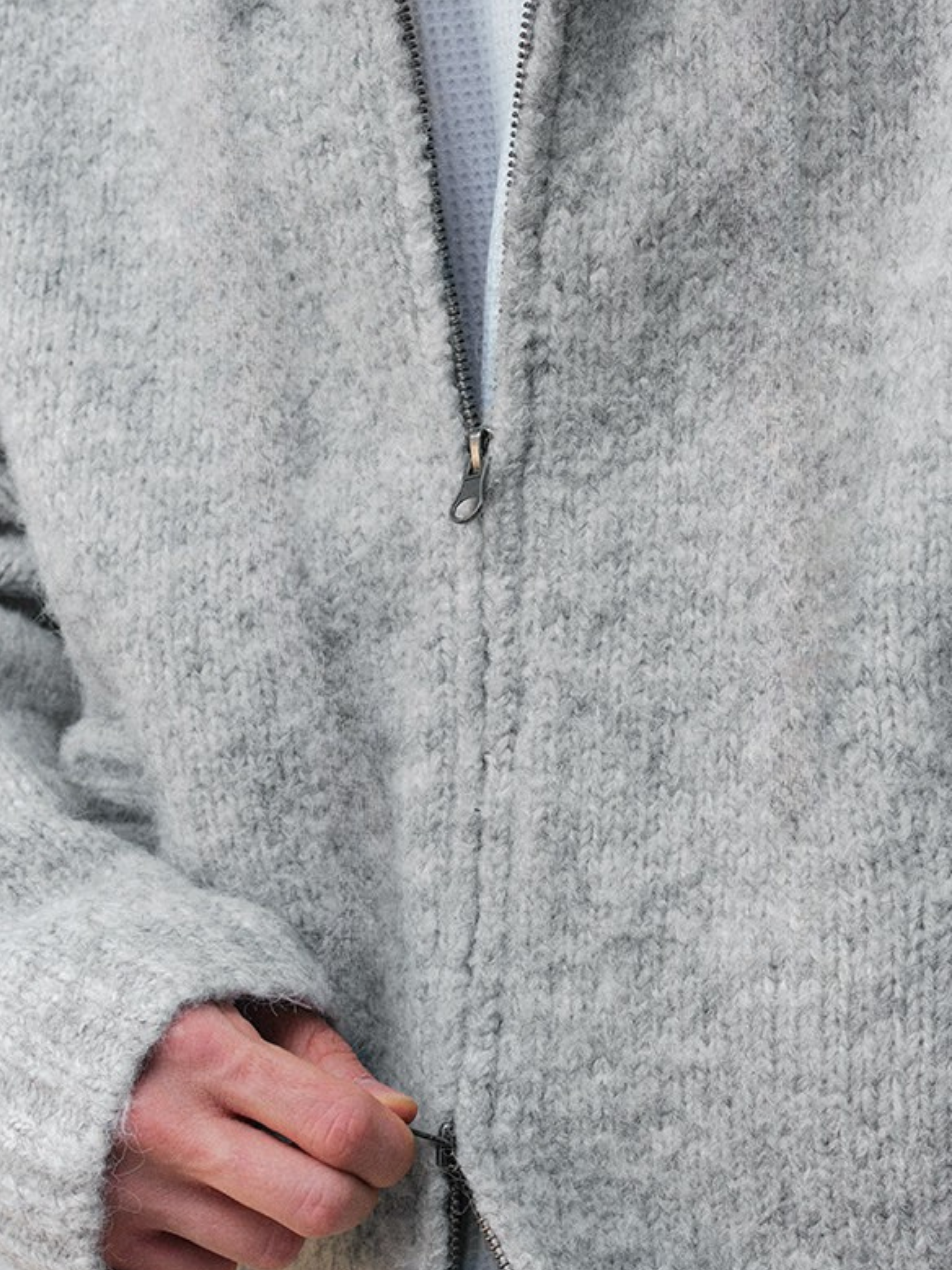 Ravensoul - Unisex Loose-Fit Zip-Up Hooded Knit Sweater