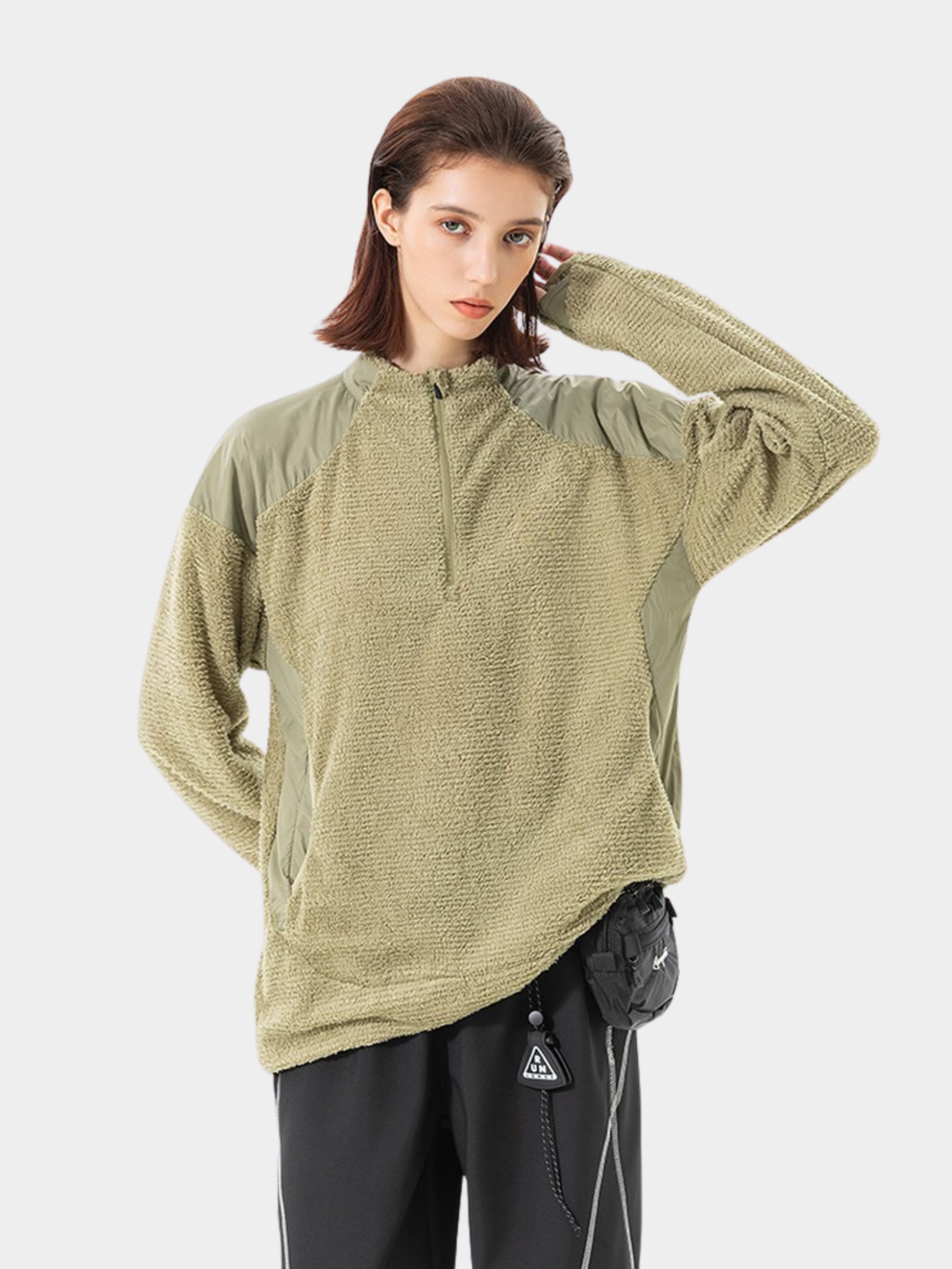 Ashtop - Unisex Thermal Fleece Half-Zip Mock Neck Sweatshirt
