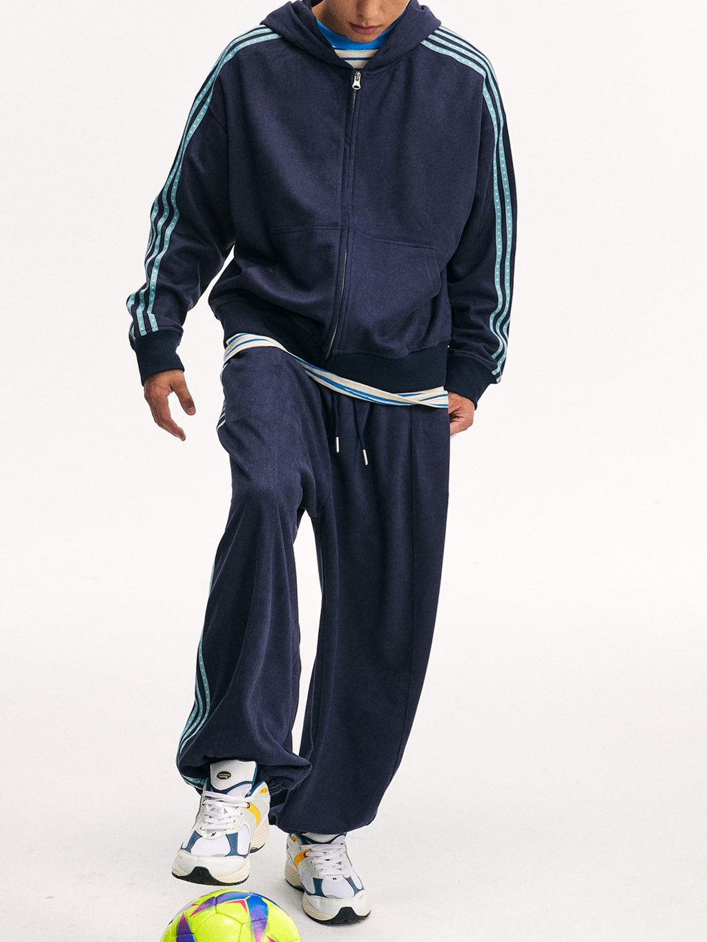 Skyflame - Faux Suede Star Webbing Jogger Pants