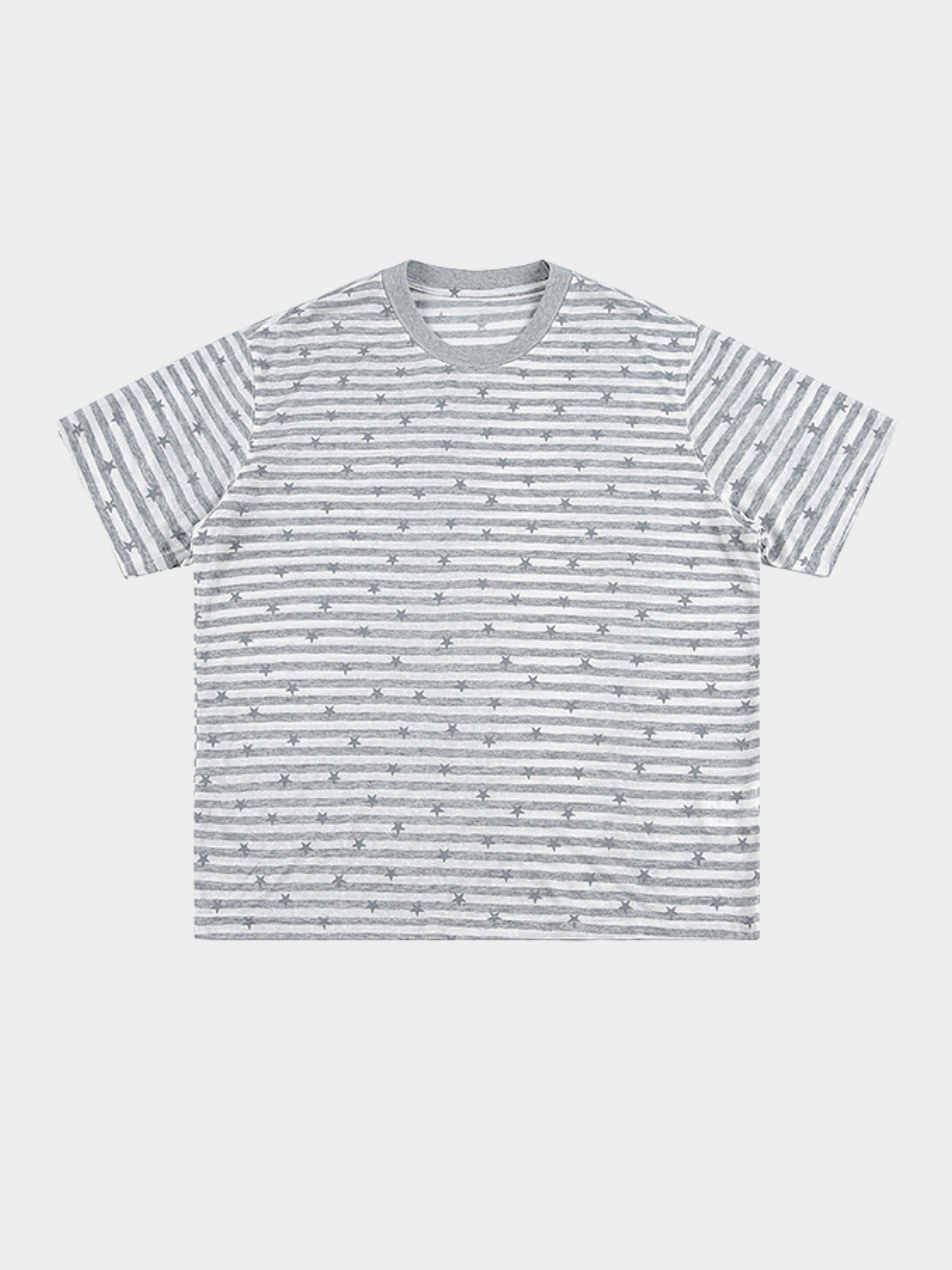 Ashdrift - Unisex Striped Star Lyocell Short Sleeve T-Shirt