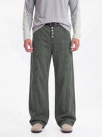 Dewpoint - Button Straight-Leg Wide Cargo Pants