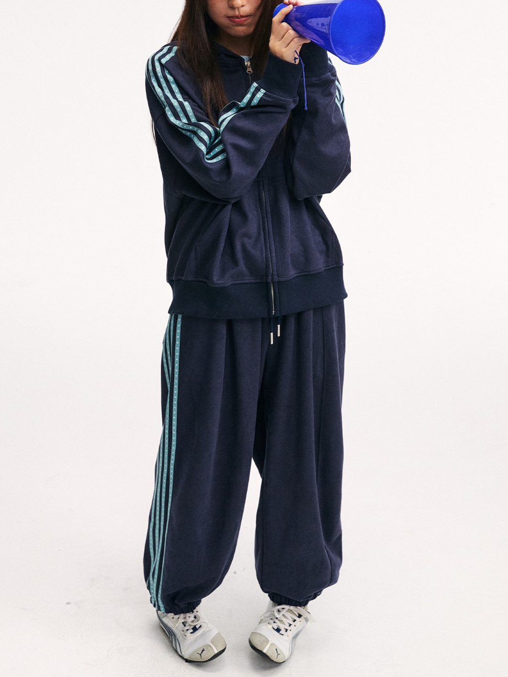 Skyflame - Faux Suede Star Webbing Jogger Pants