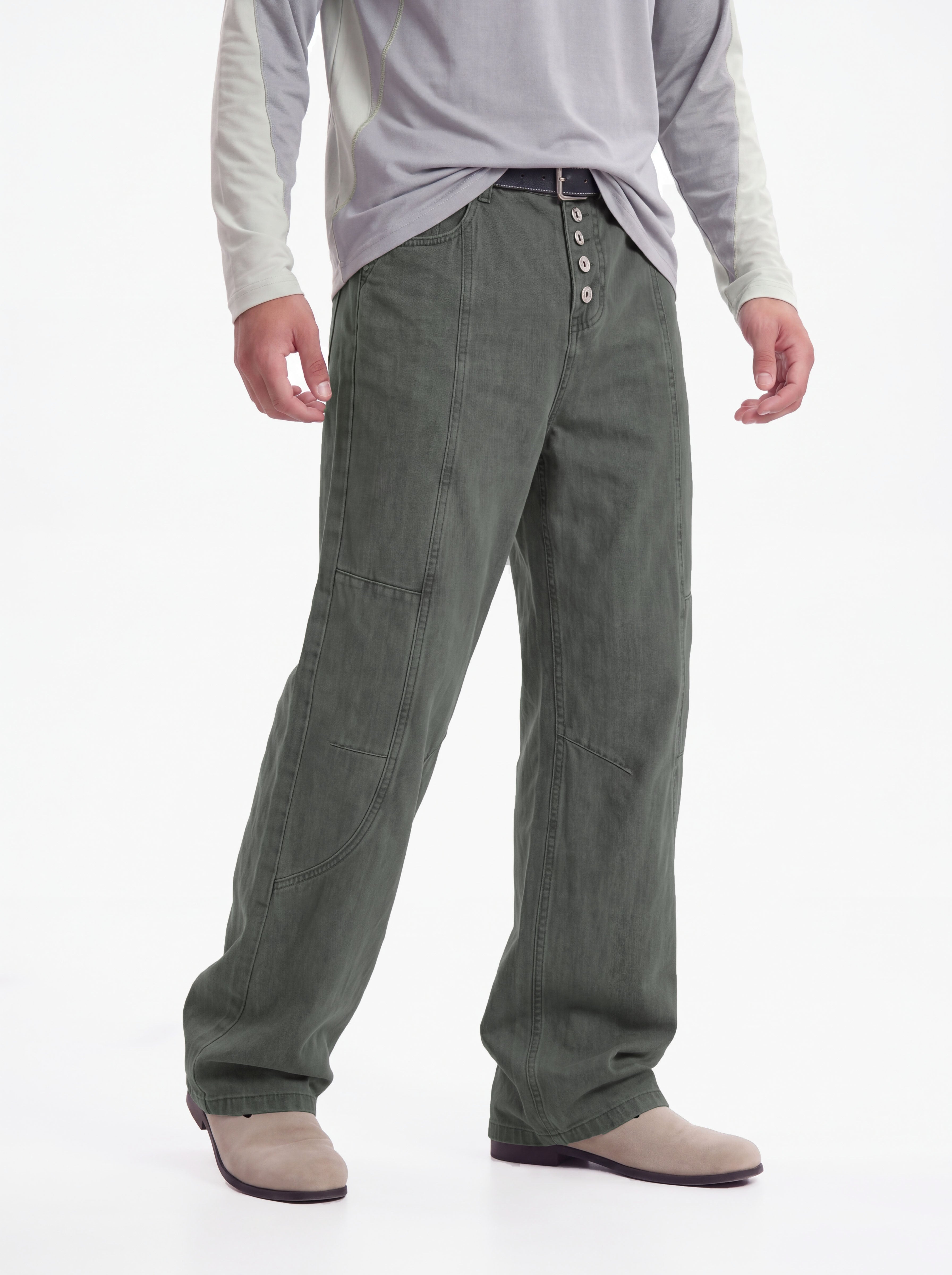 Dewpoint - Button Straight-Leg Wide Cargo Pants