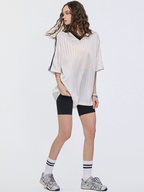 DashFit - Unisex Lightweight Striped V-Neck T-Shirt