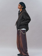 Ravensoul - Unisex Loose-Fit Zip-Up Hooded Knit Sweater