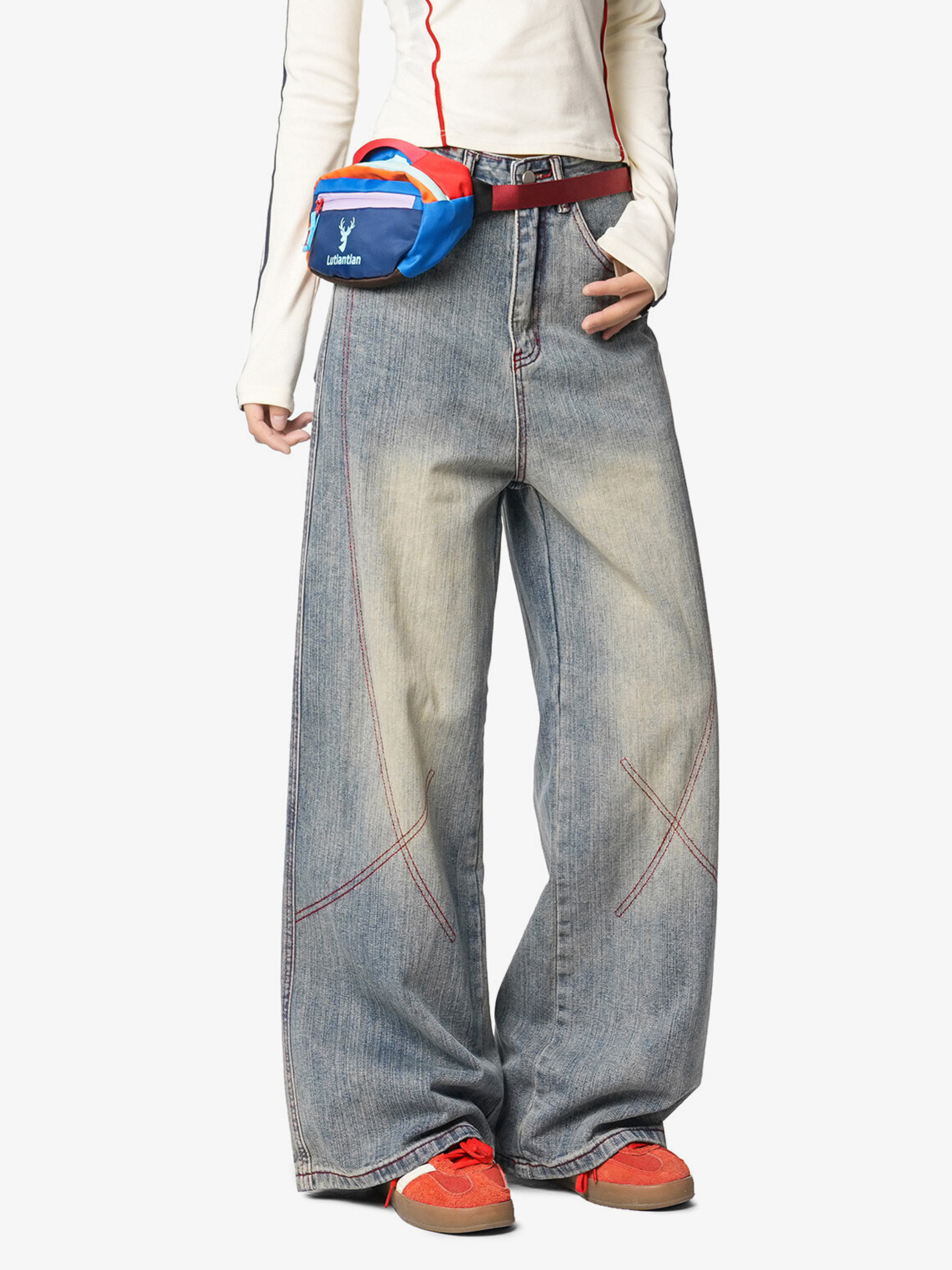 HardPan - Contrast Hasso Stitching Cotton Denim Jeans