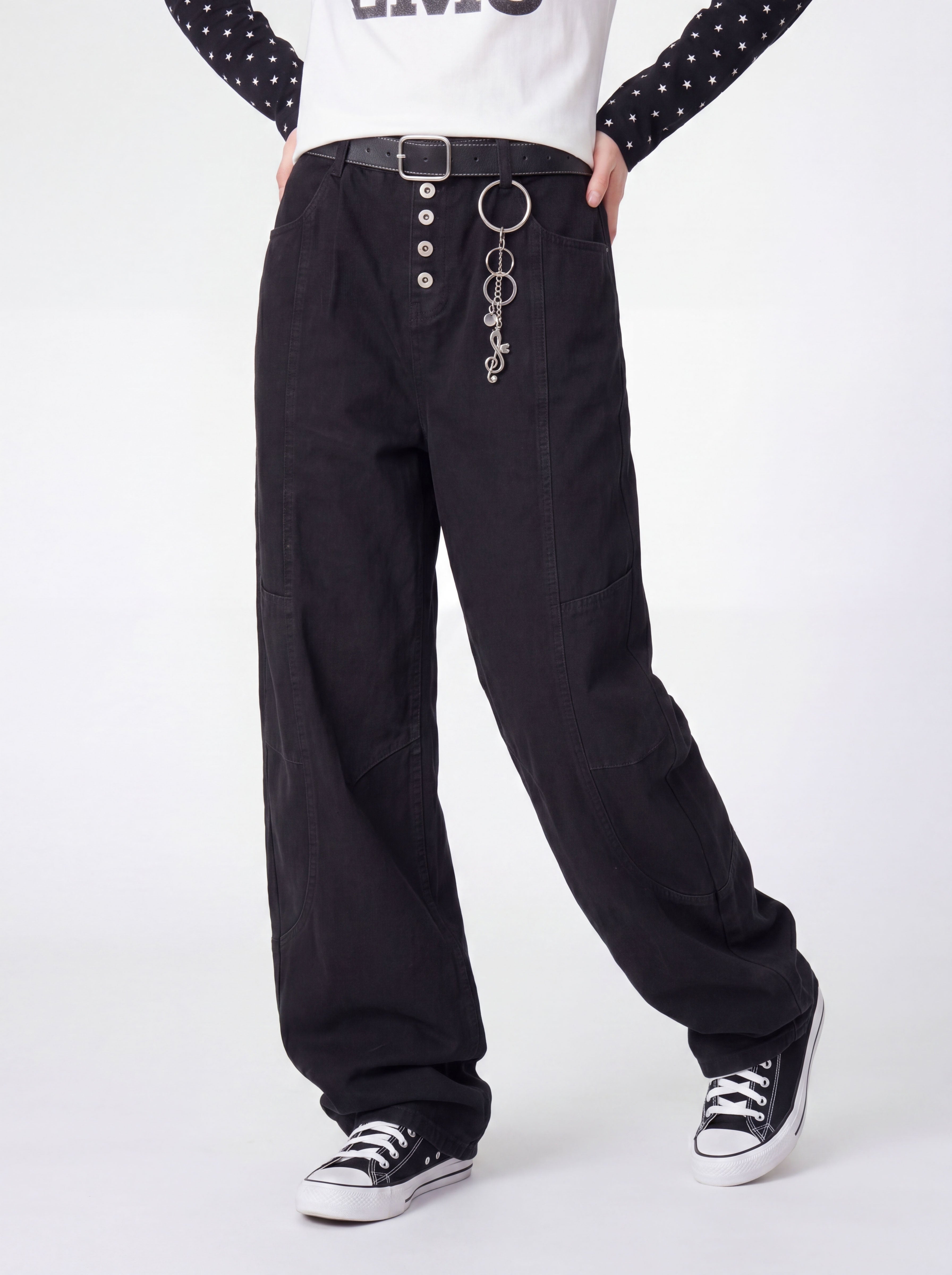 Dewpoint - Button Straight-Leg Wide Cargo Pants