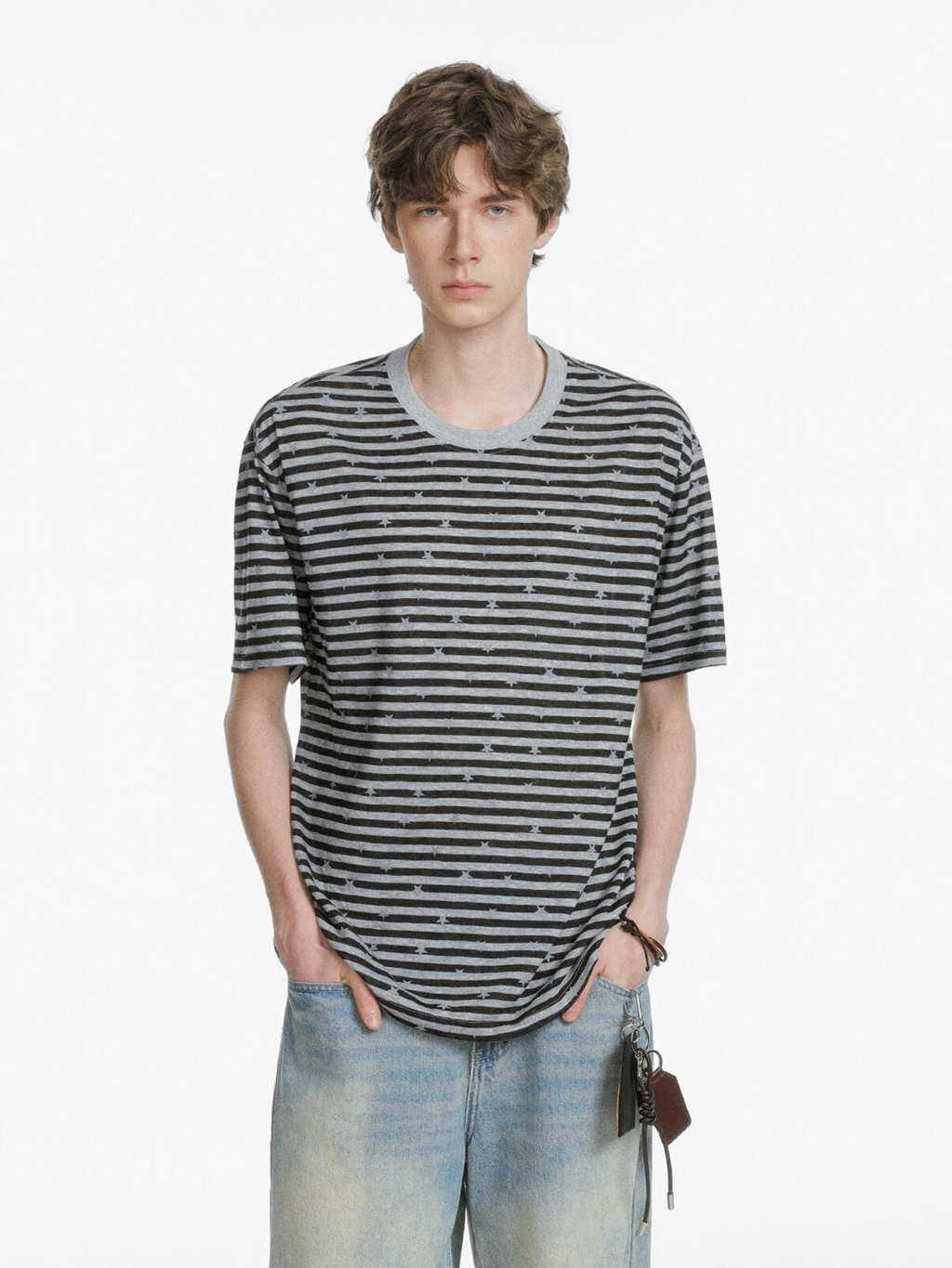 Ashdrift - Unisex Striped Star Lyocell Short Sleeve T-Shirt