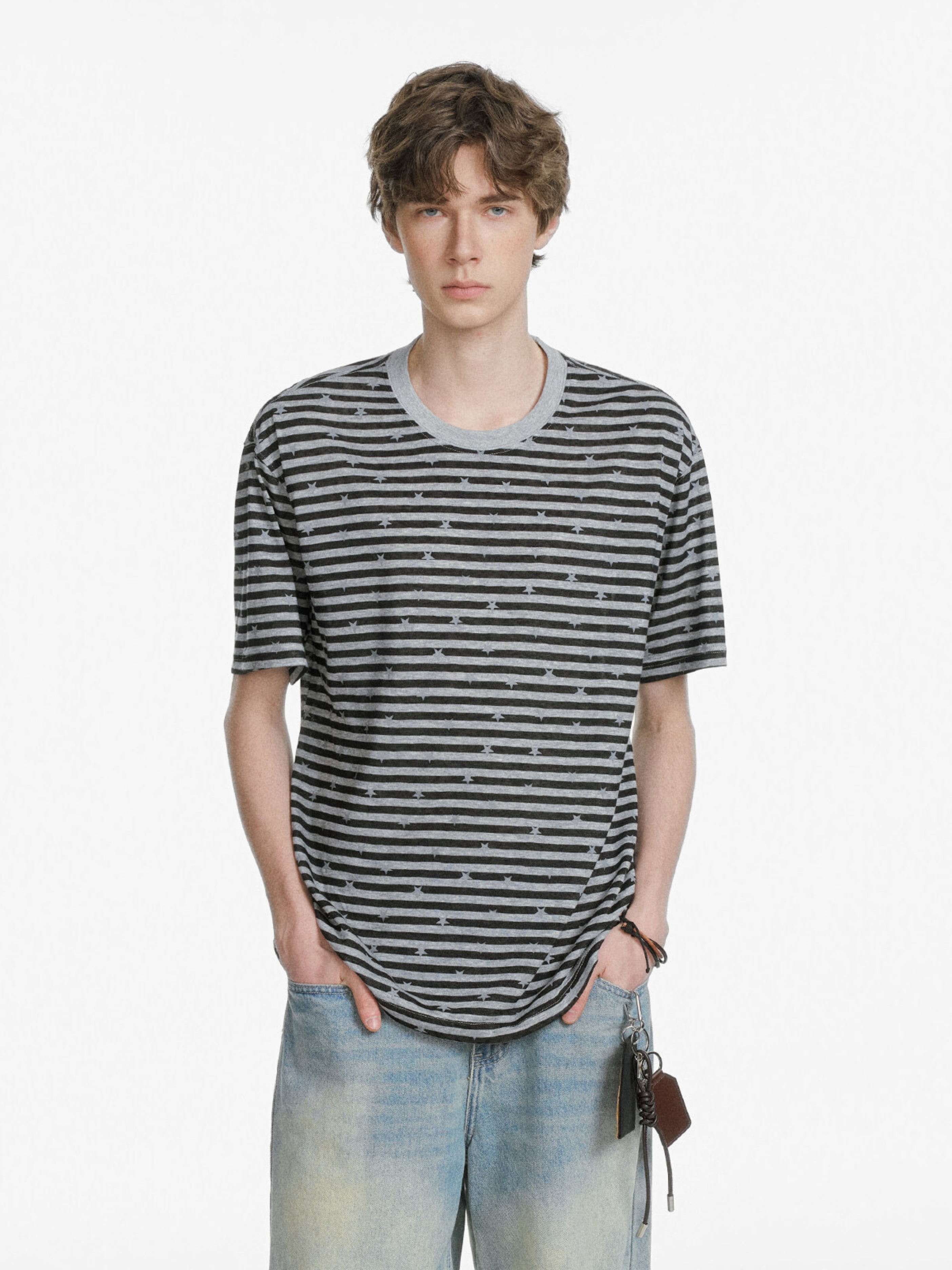 Ashdrift - Unisex Striped Star Lyocell Short Sleeve T-Shirt