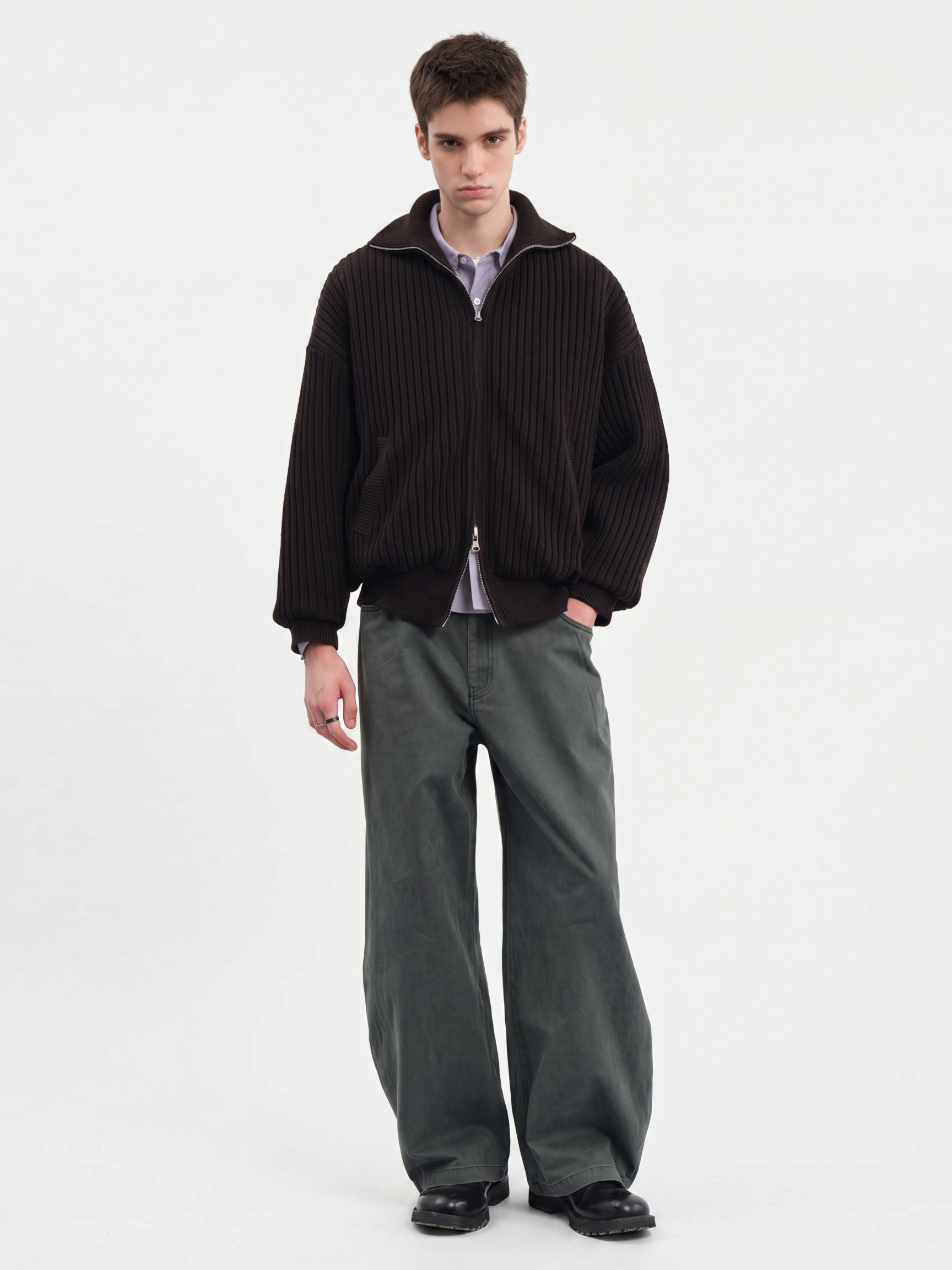 FlareMist - Men's Washed Side-Zip Wide-Leg Pants