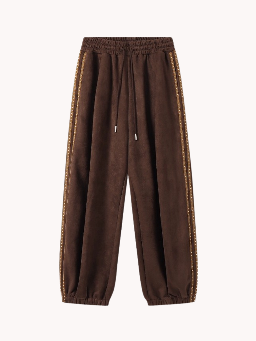 Skyflame - Faux Suede Star Webbing Jogger Pants