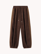 Skyflame - Faux Suede Star Webbing Jogger Pants