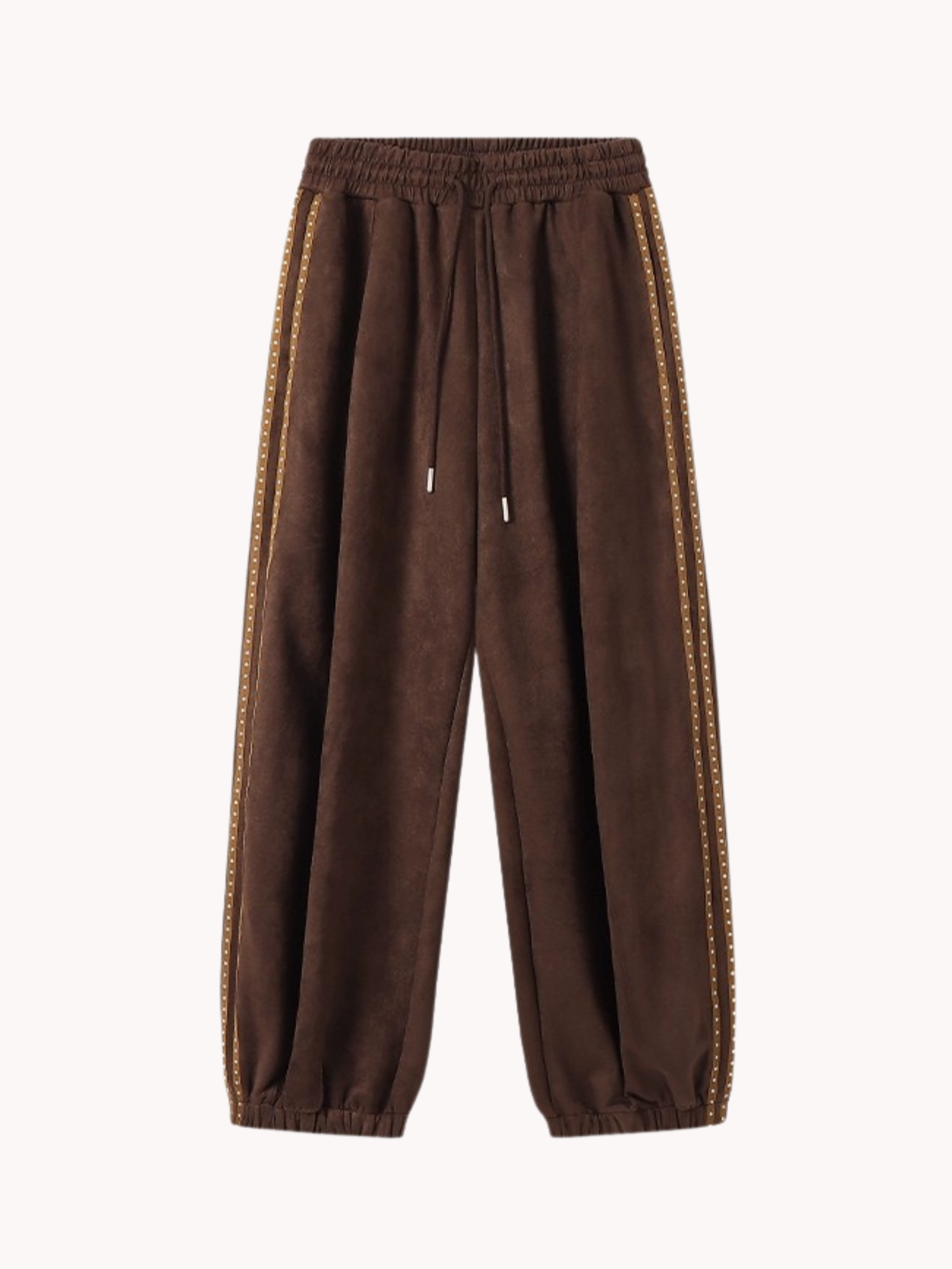 Skyflame - Faux Suede Star Webbing Jogger Pants