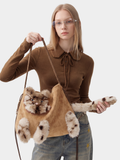 Aura - Faux Suede Cat Shoulder Bag