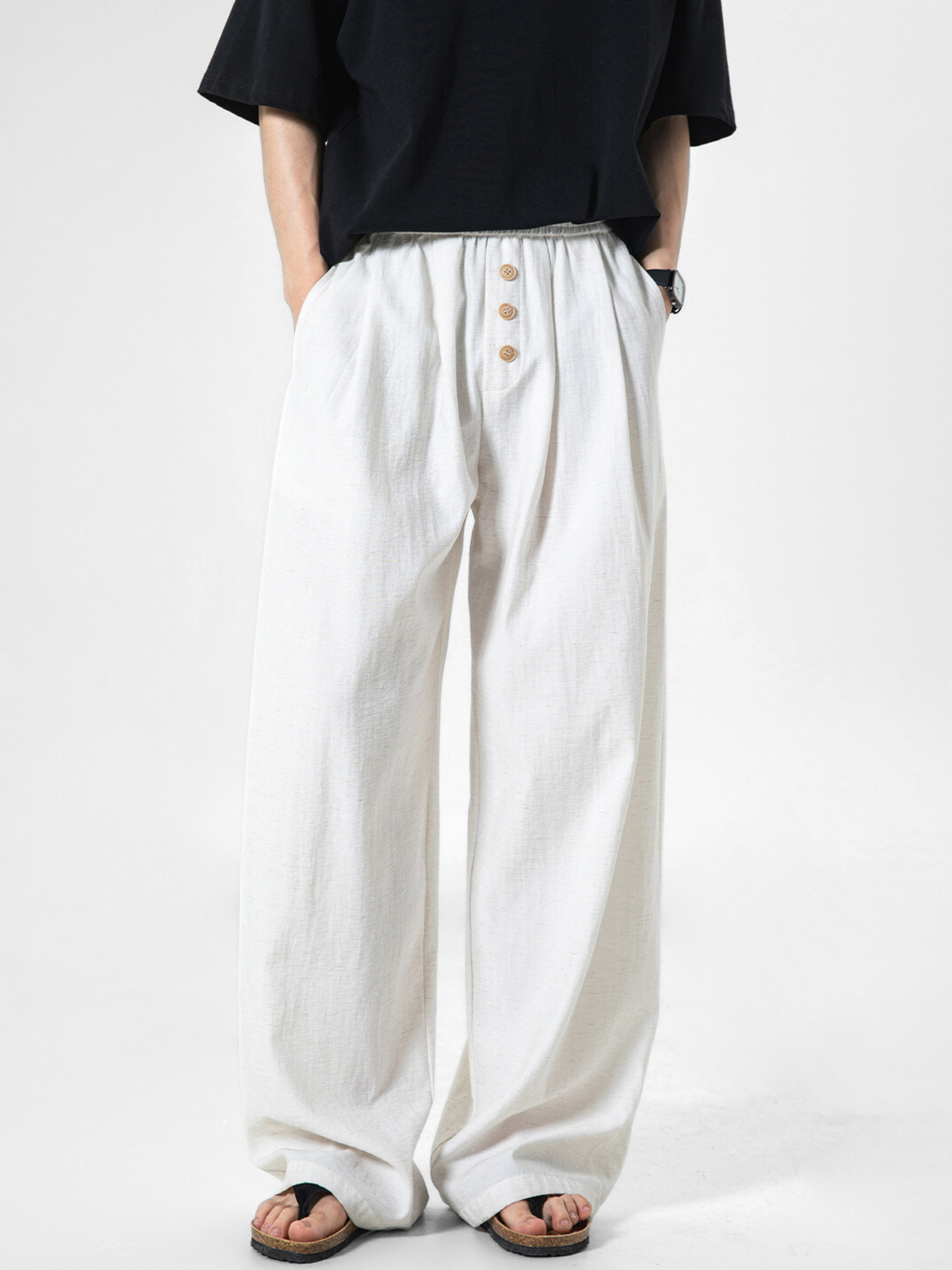 Forestfall - Men's Button-Detail Relaxed Straight-Leg Pants