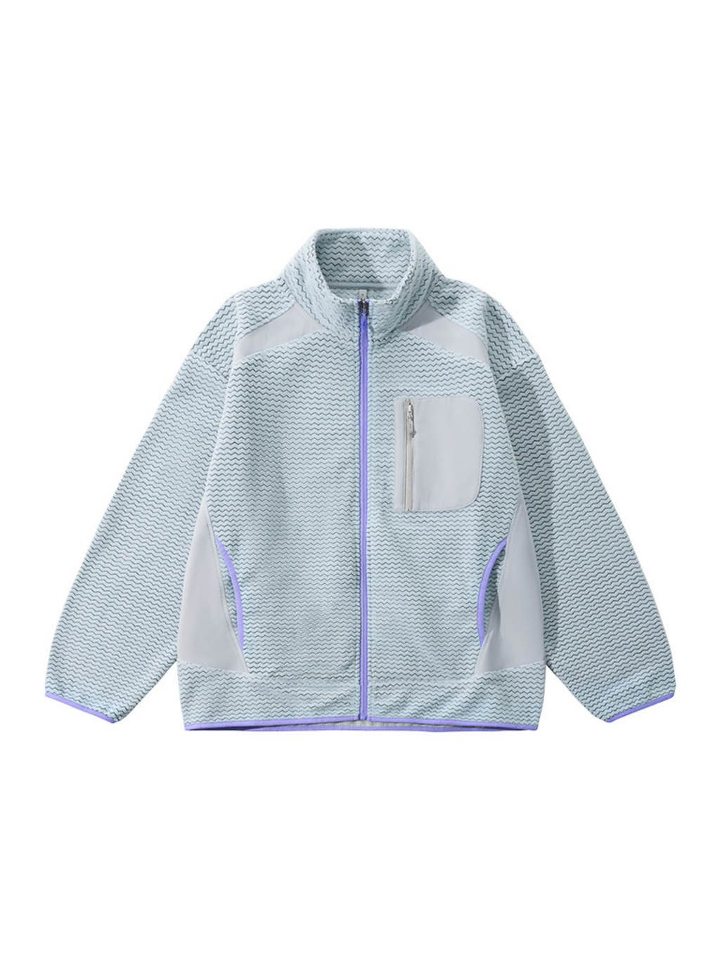 Nightthorn - Unisex Wave Pattern Fleece Zip-Up Sweatshirt