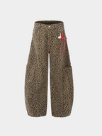 FoxCrate - Unisex Leopard Print Statement Wide-Leg Scimitar Pants