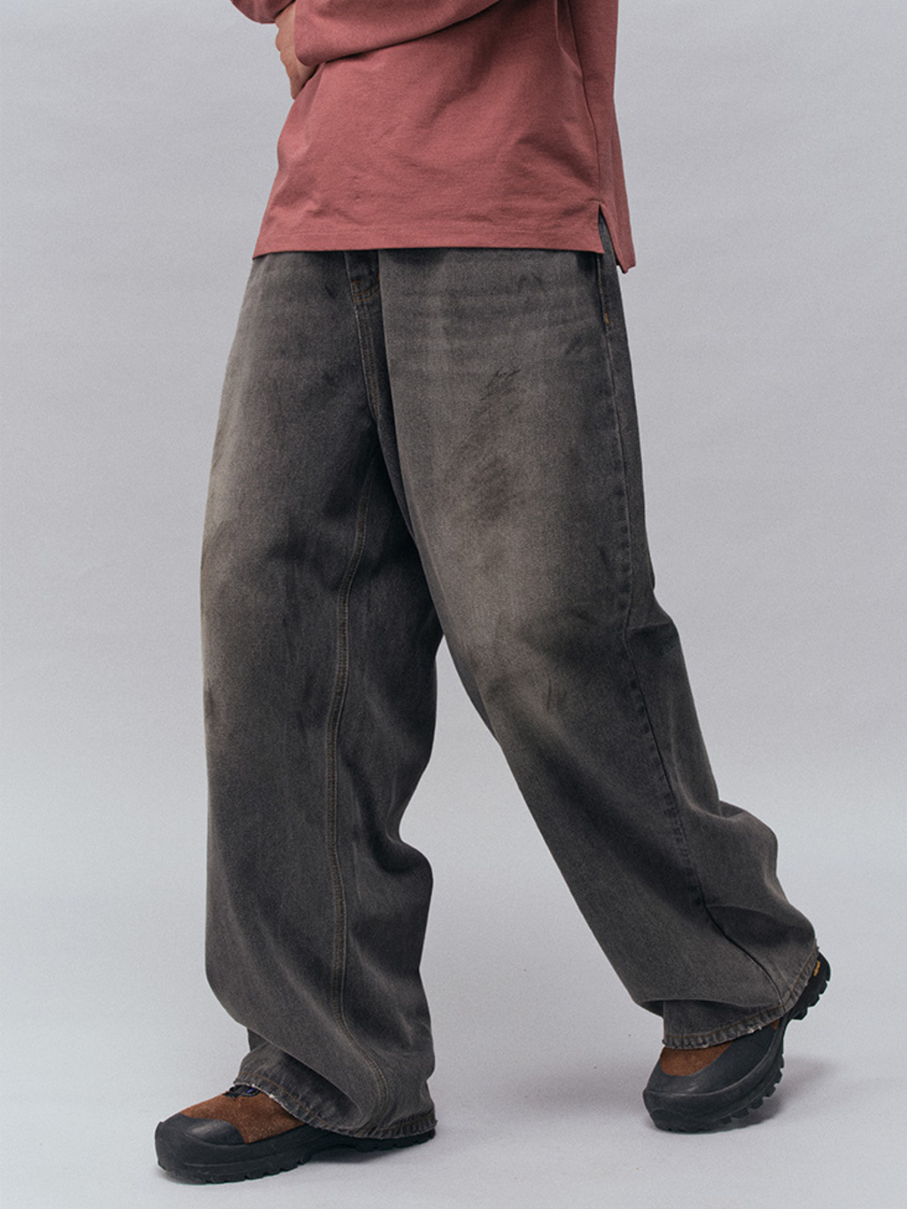 Tempestfire - Men's Washed Denim Wide-Leg Jeans