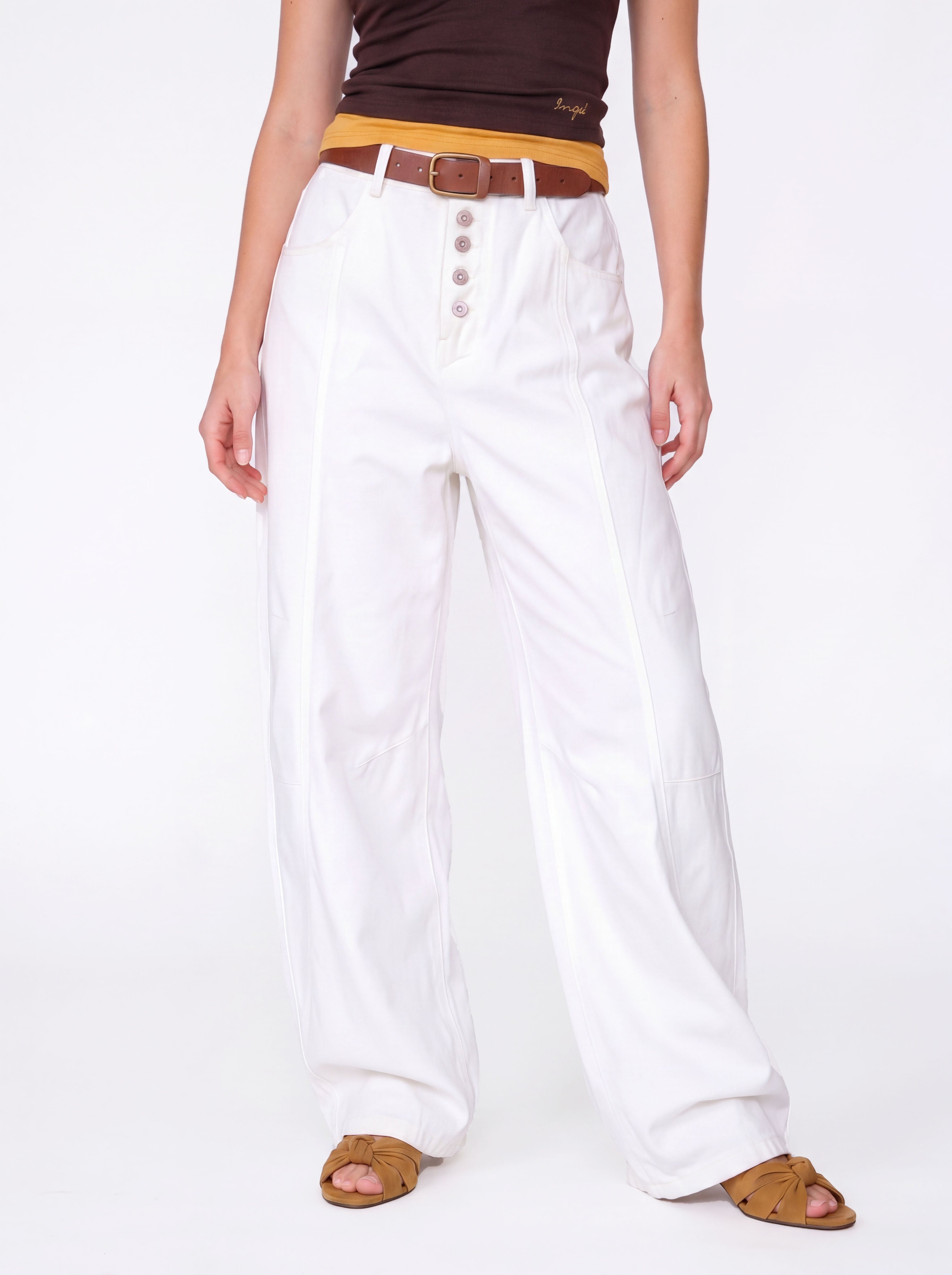Dewpoint - Button Straight-Leg Wide Cargo Pants