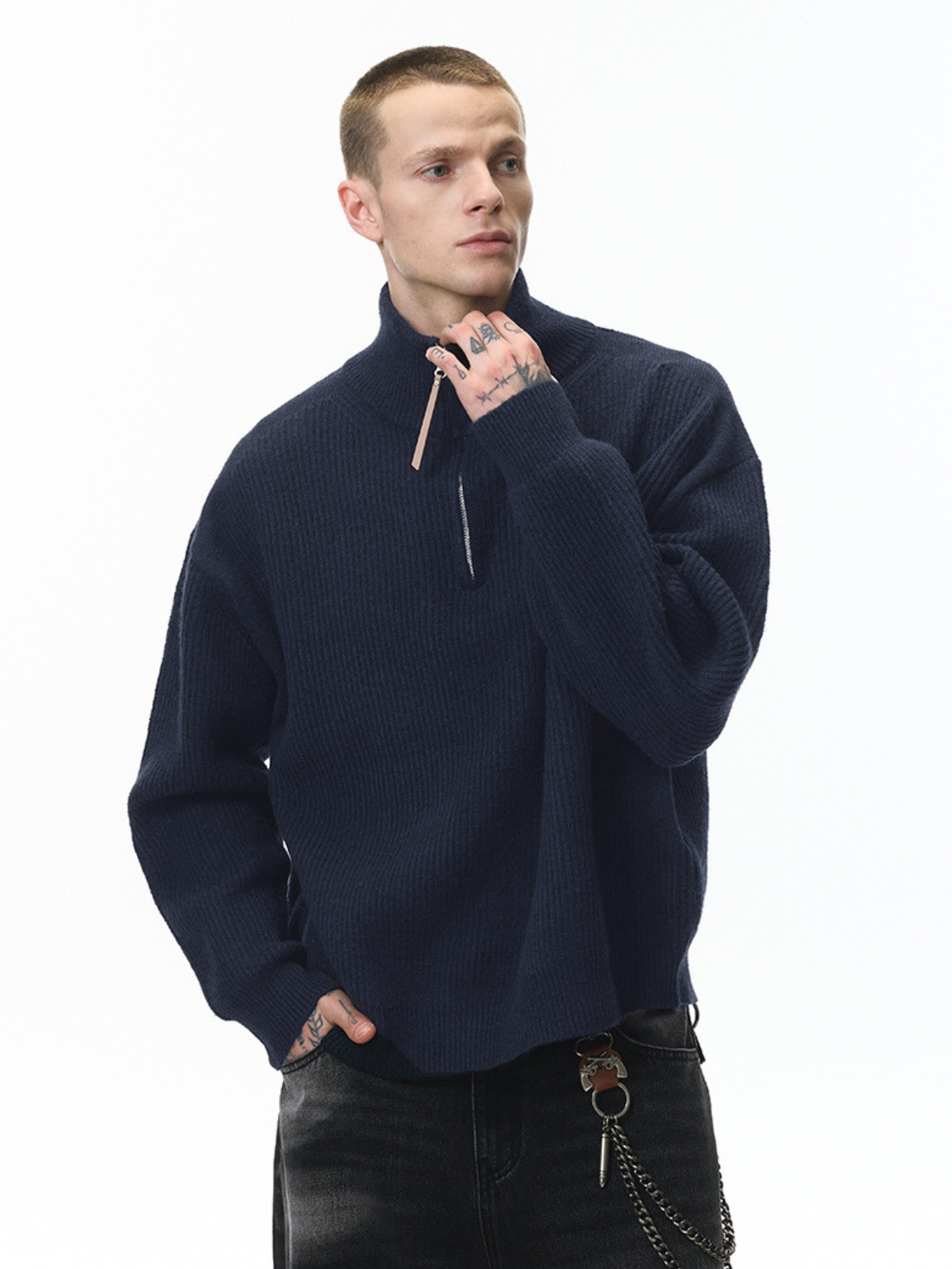 Thistle - Half-Zip High-Neck Knit Sweater