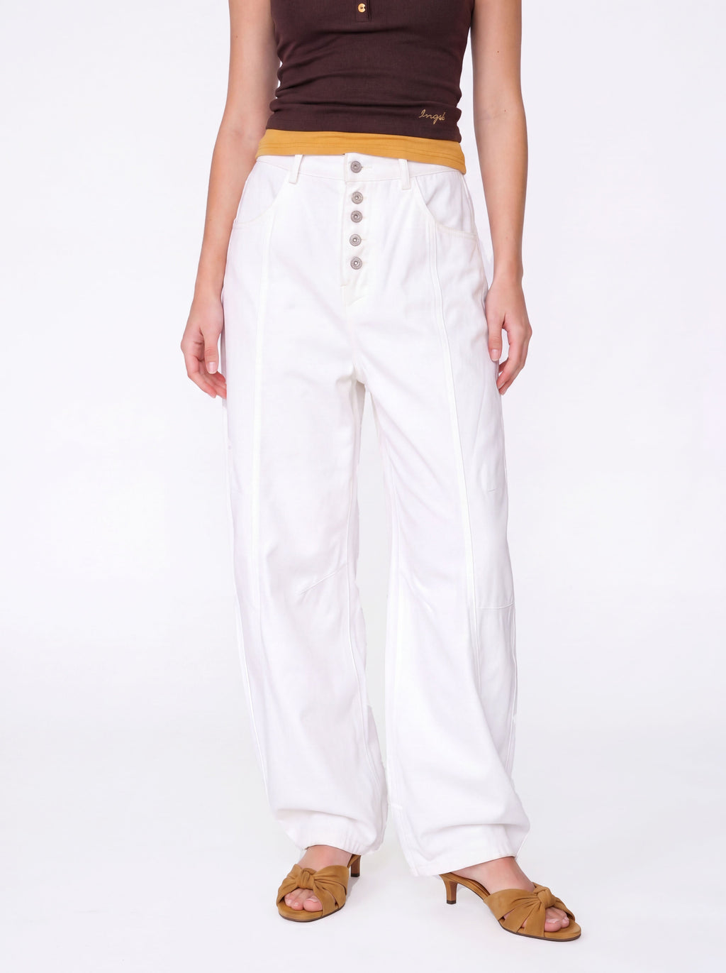 Dewpoint - Button Straight-Leg Wide Cargo Pants