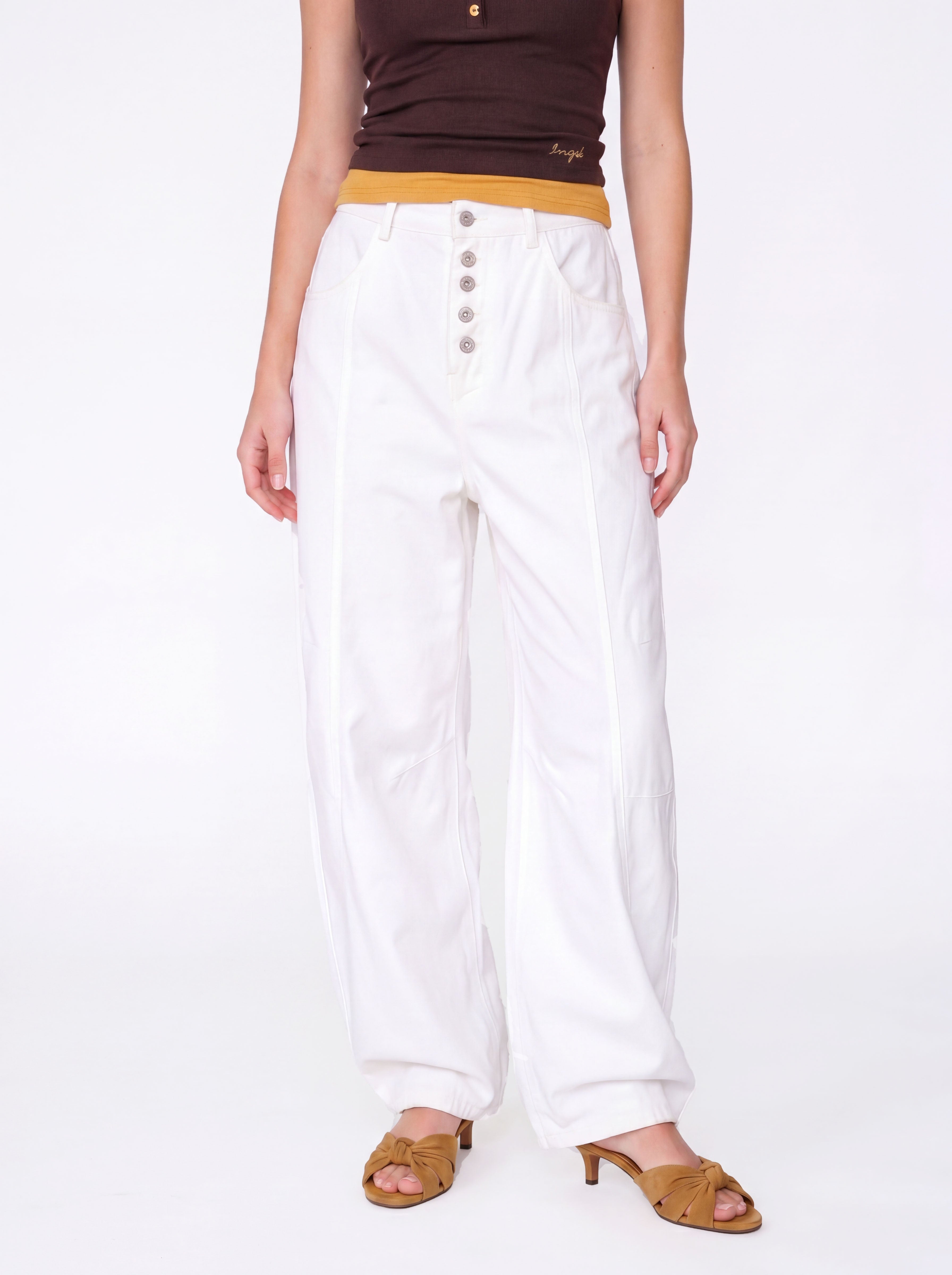 Dewpoint - Button Straight-Leg Wide Cargo Pants