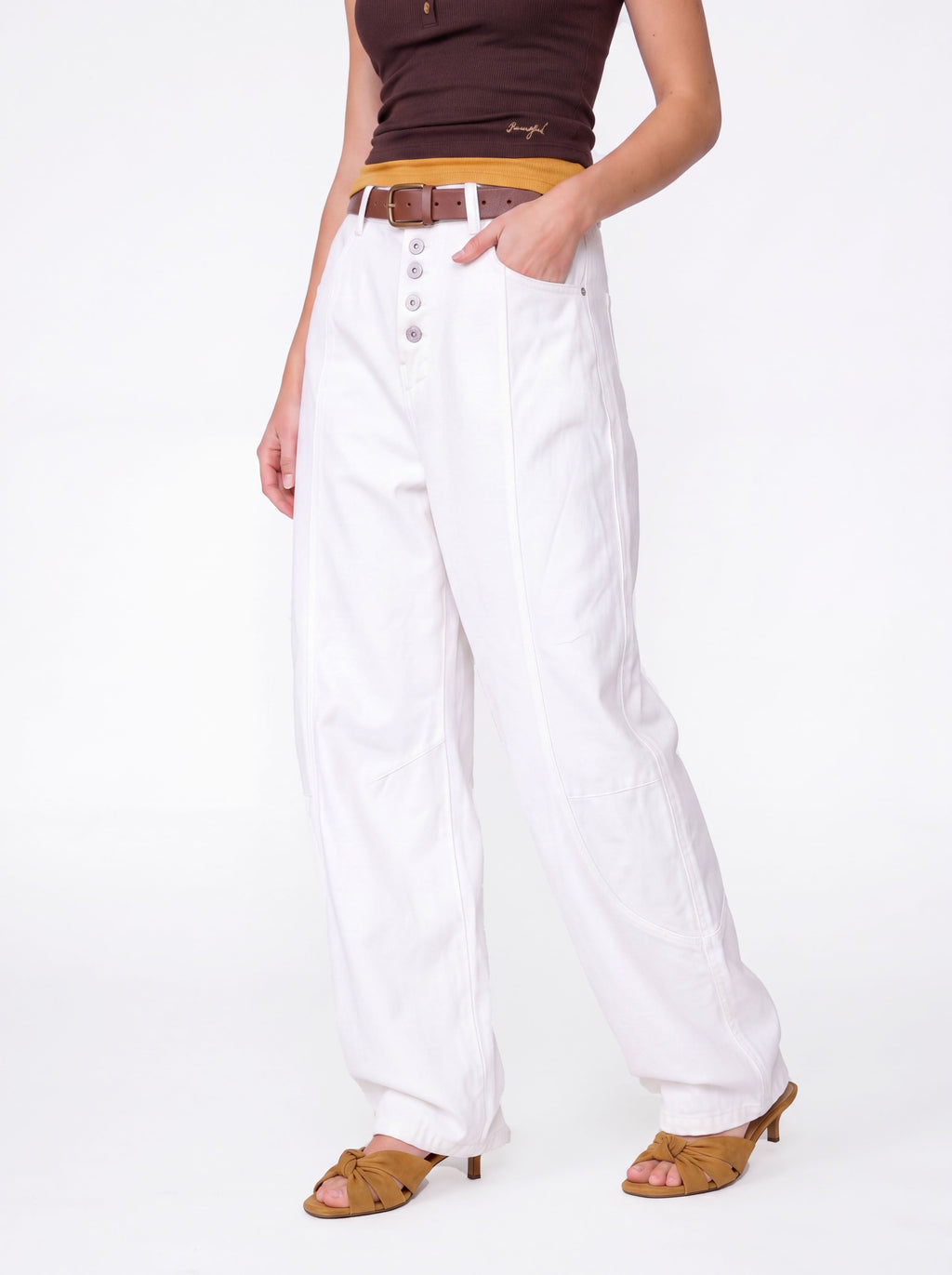 Dewpoint - Button Straight-Leg Wide Cargo Pants