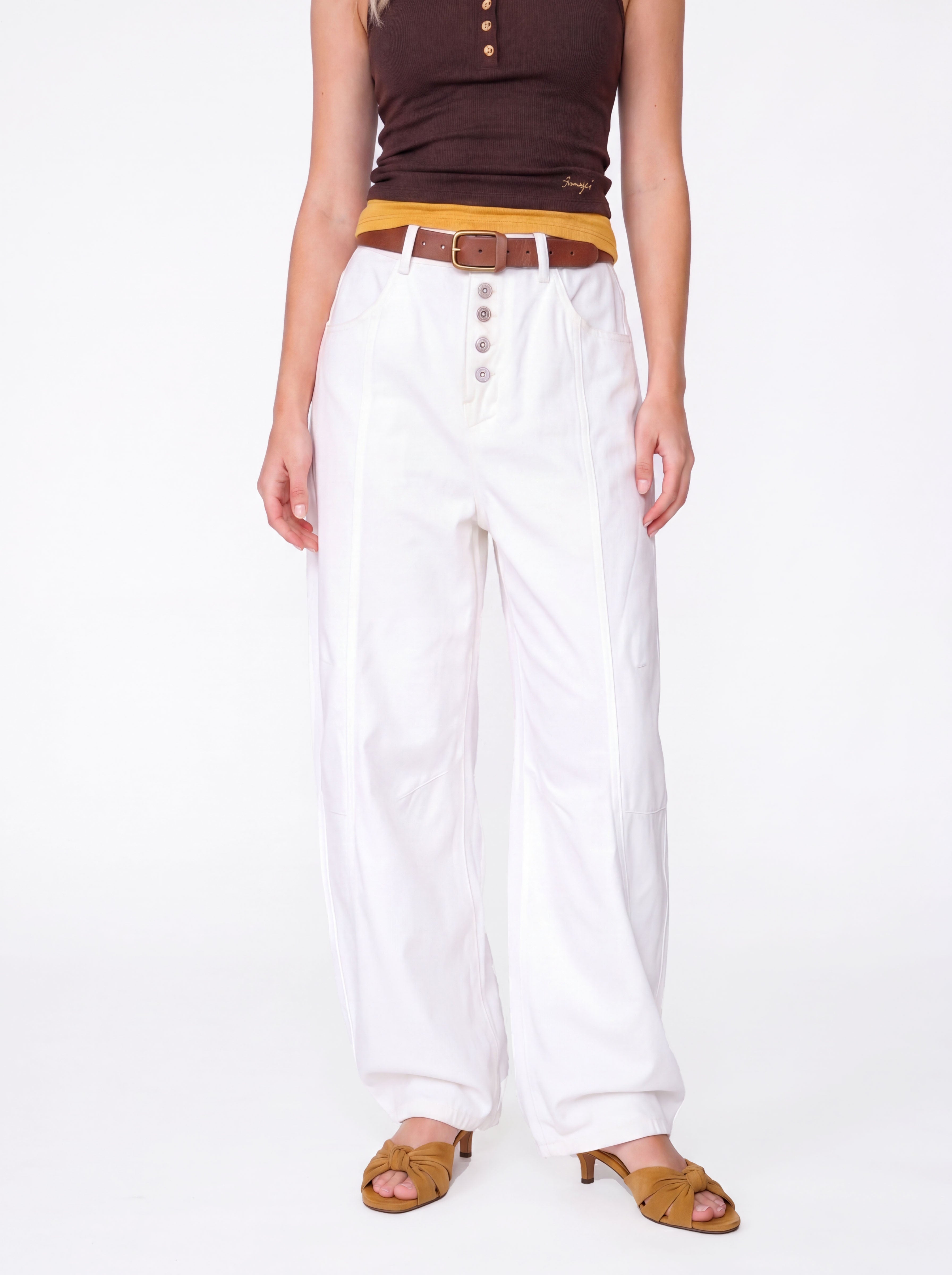 Dewpoint - Button Straight-Leg Wide Cargo Pants