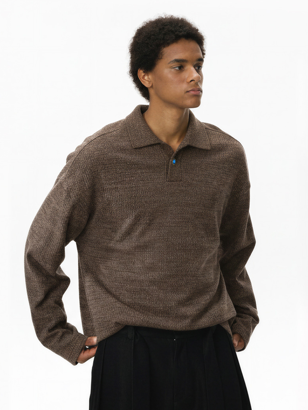 Shade - Unisex One-Piece Collar Long Sleeve Polo Shirt