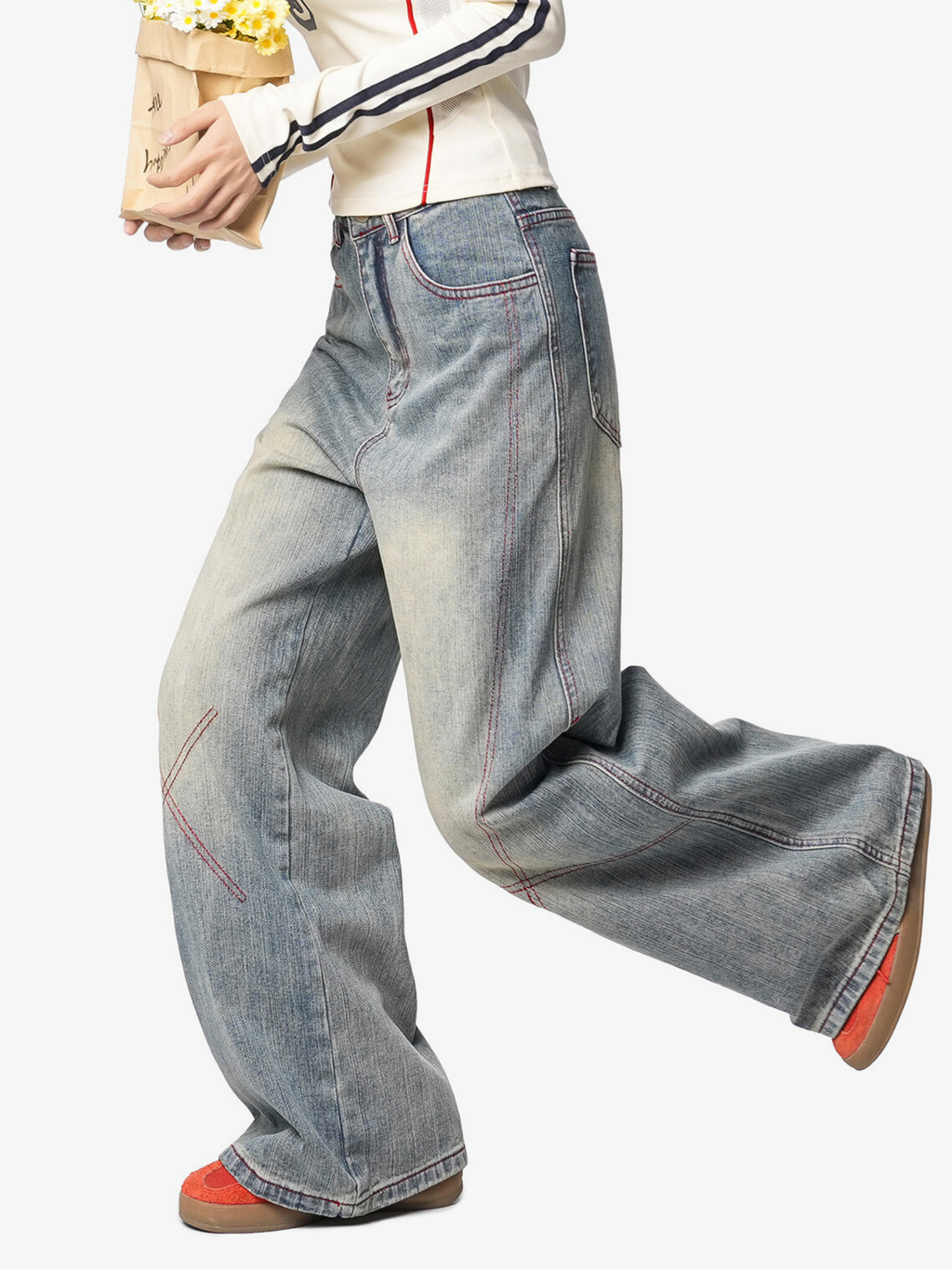 HardPan - Contrast Hasso Stitching Cotton Denim Jeans