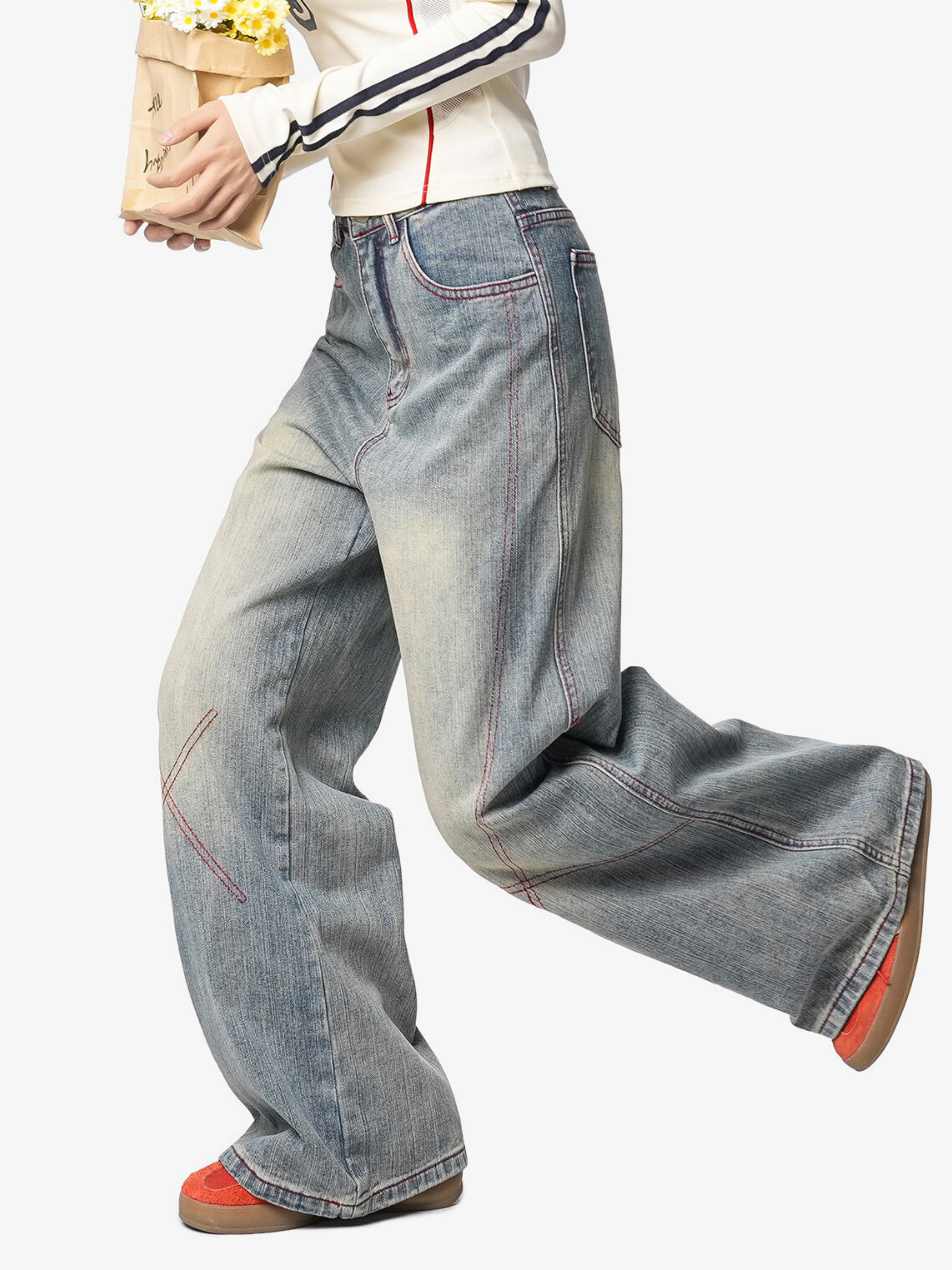 HardPan - Contrast Hasso Stitching Cotton Denim Jeans