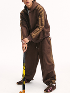 Skyflame - Faux Suede Star Webbing Jogger Pants