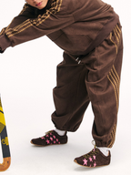 Skyflame - Faux Suede Star Webbing Jogger Pants