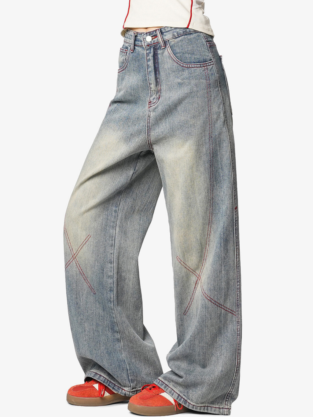 HardPan - Contrast Hasso Stitching Cotton Denim Jeans