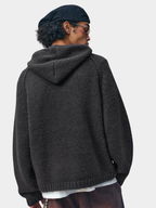 Ravensoul - Unisex Loose-Fit Zip-Up Hooded Knit Sweater