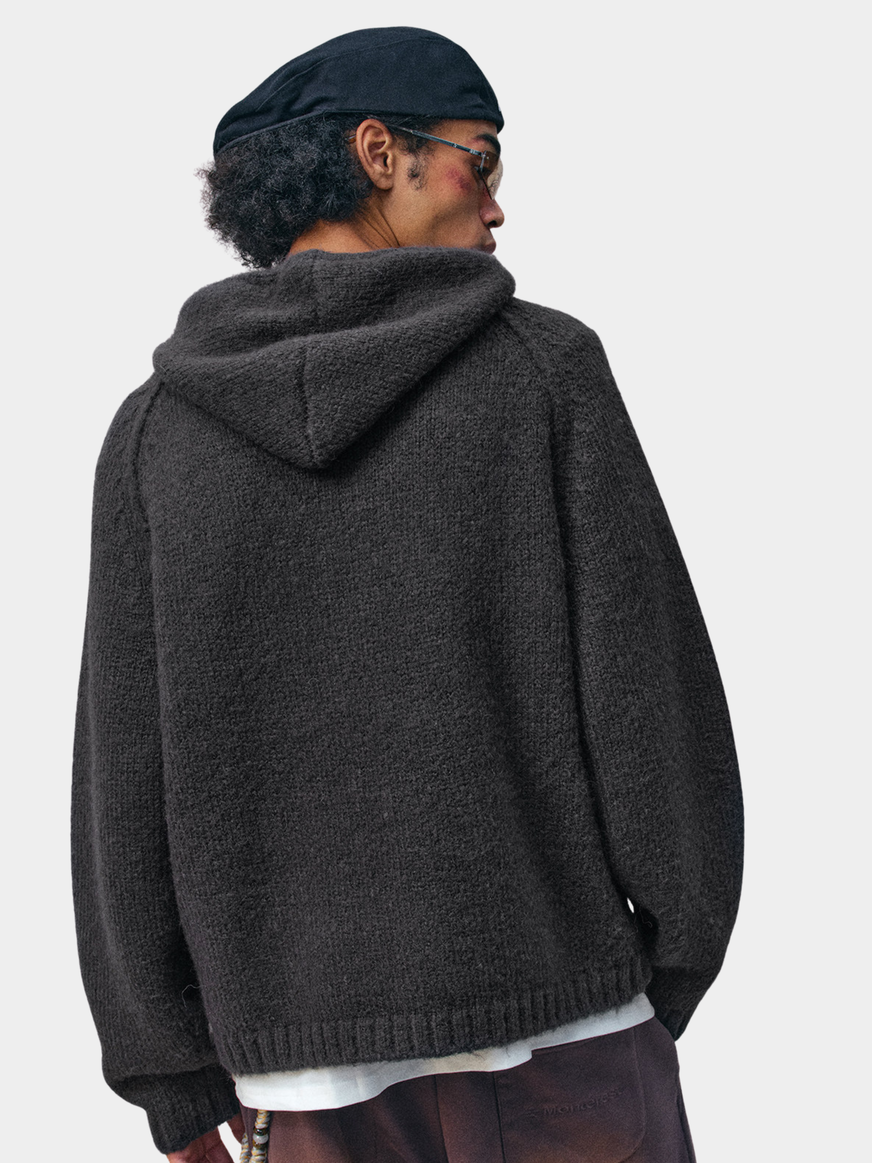 Ravensoul - Unisex Loose-Fit Zip-Up Hooded Knit Sweater