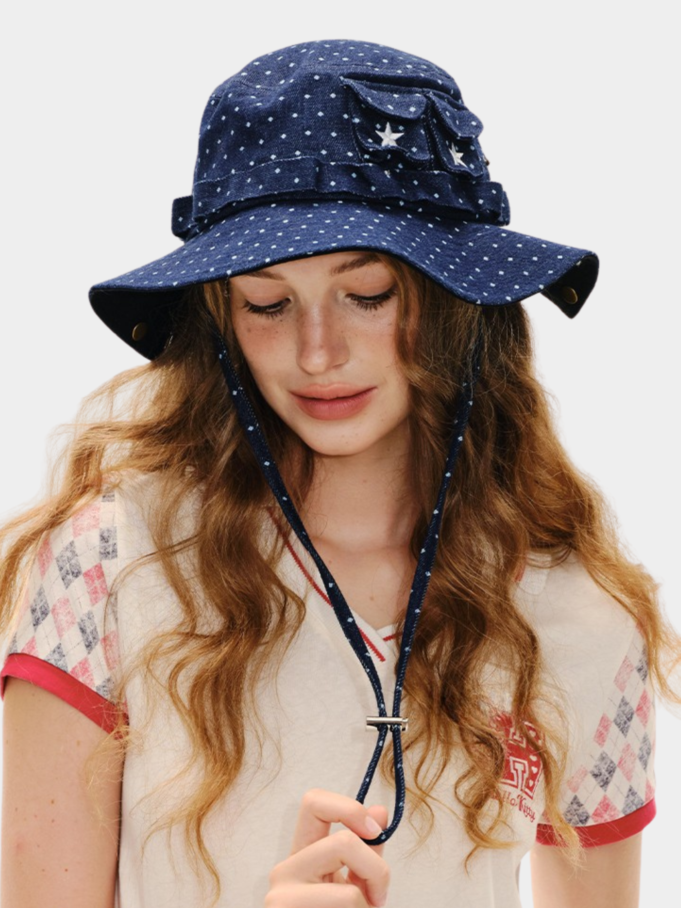 Duneflare - UPF50+ Protection Polka Dot Embroidered Utility Bucket Hat