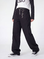 Dewpoint - Button Straight-Leg Wide Cargo Pants