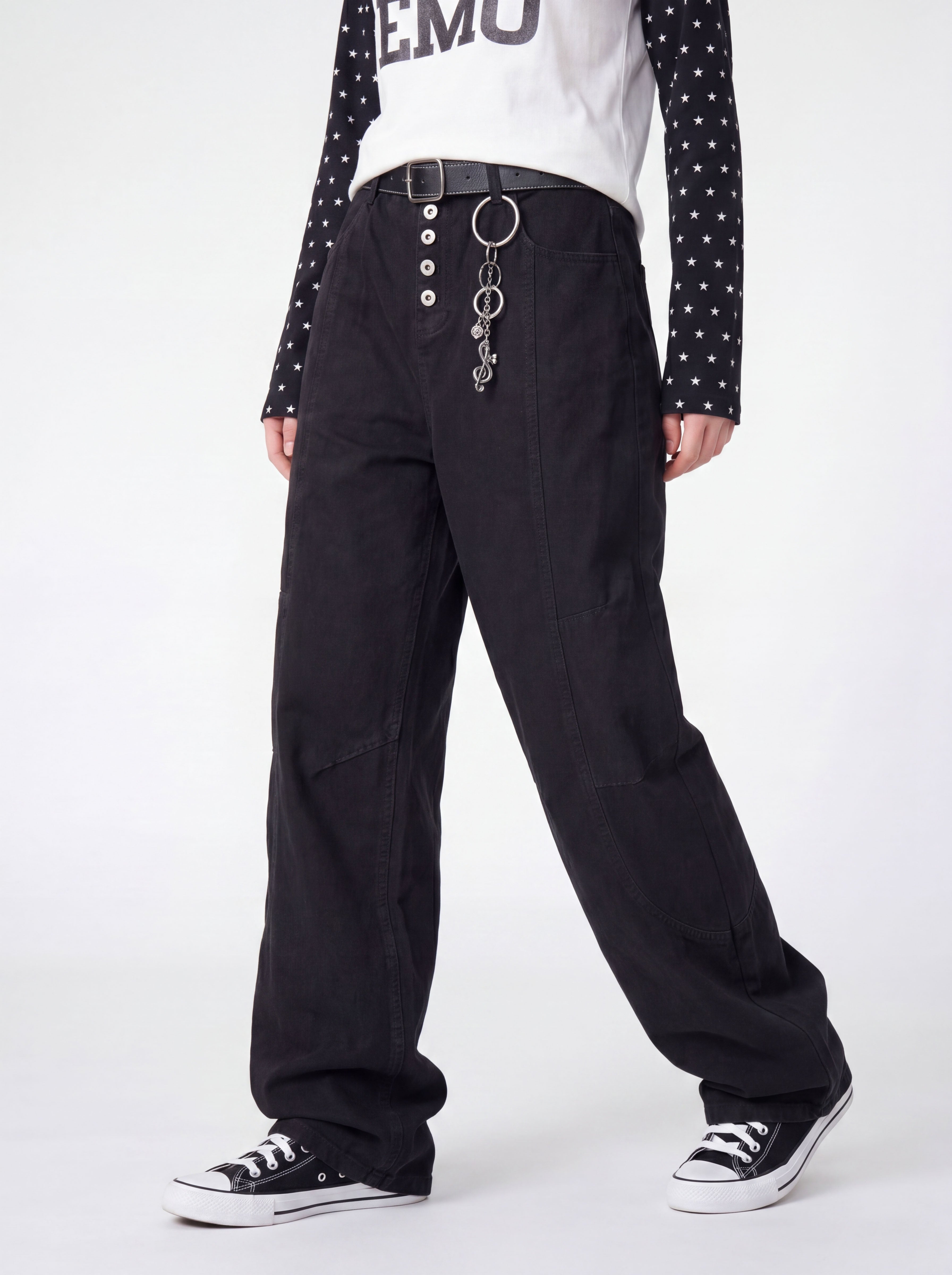 Dewpoint - Button Straight-Leg Wide Cargo Pants